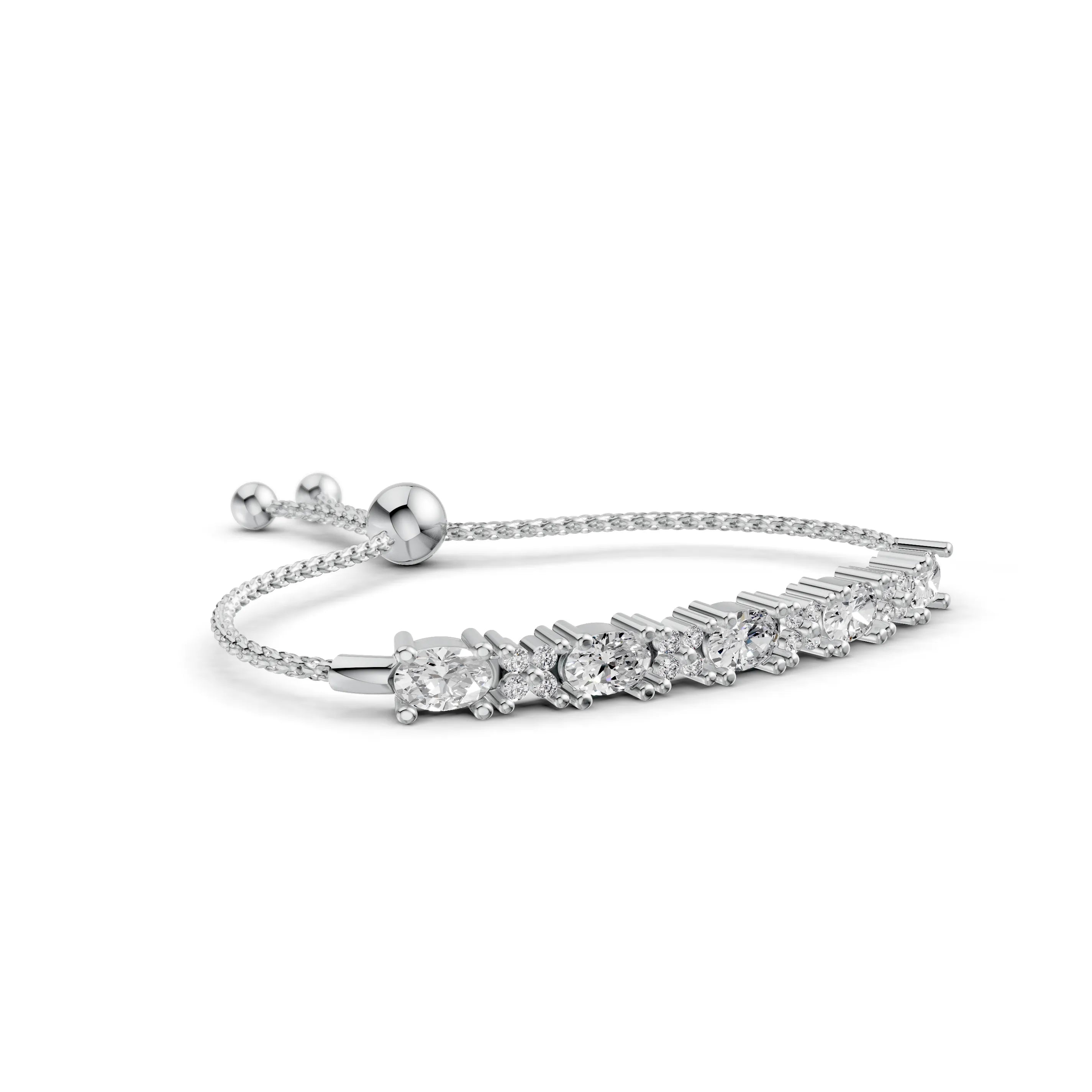 Pargold Solid Gold Brilliant Elegance Radiant Gemstone Bracelet -Silver_Diamond_Diamond_Static_Silver