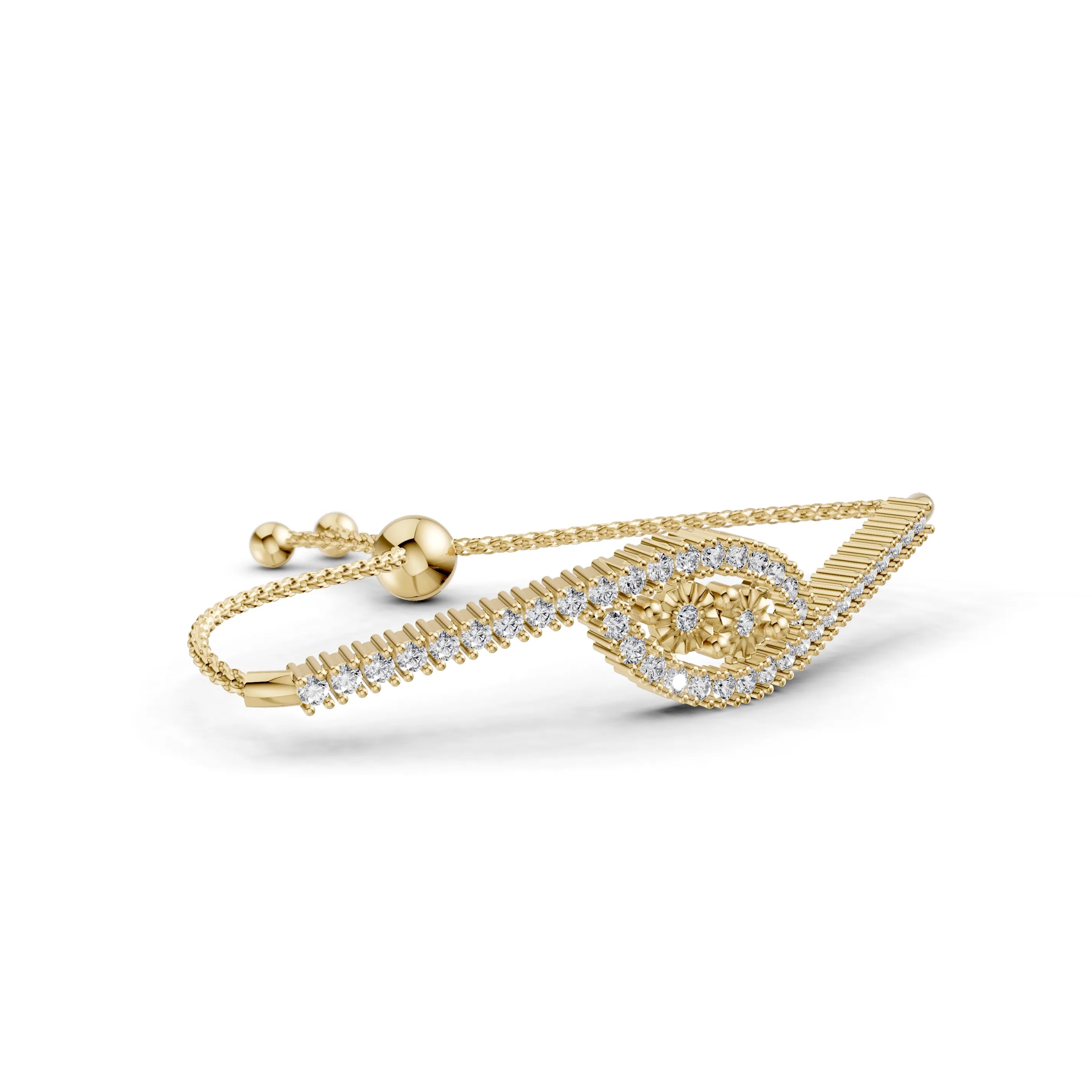 Pargold Solid Gold Elegantly Twisted Radiant Gemstone Bracelet -Gold_Diamond_Diamond_Static_Gold