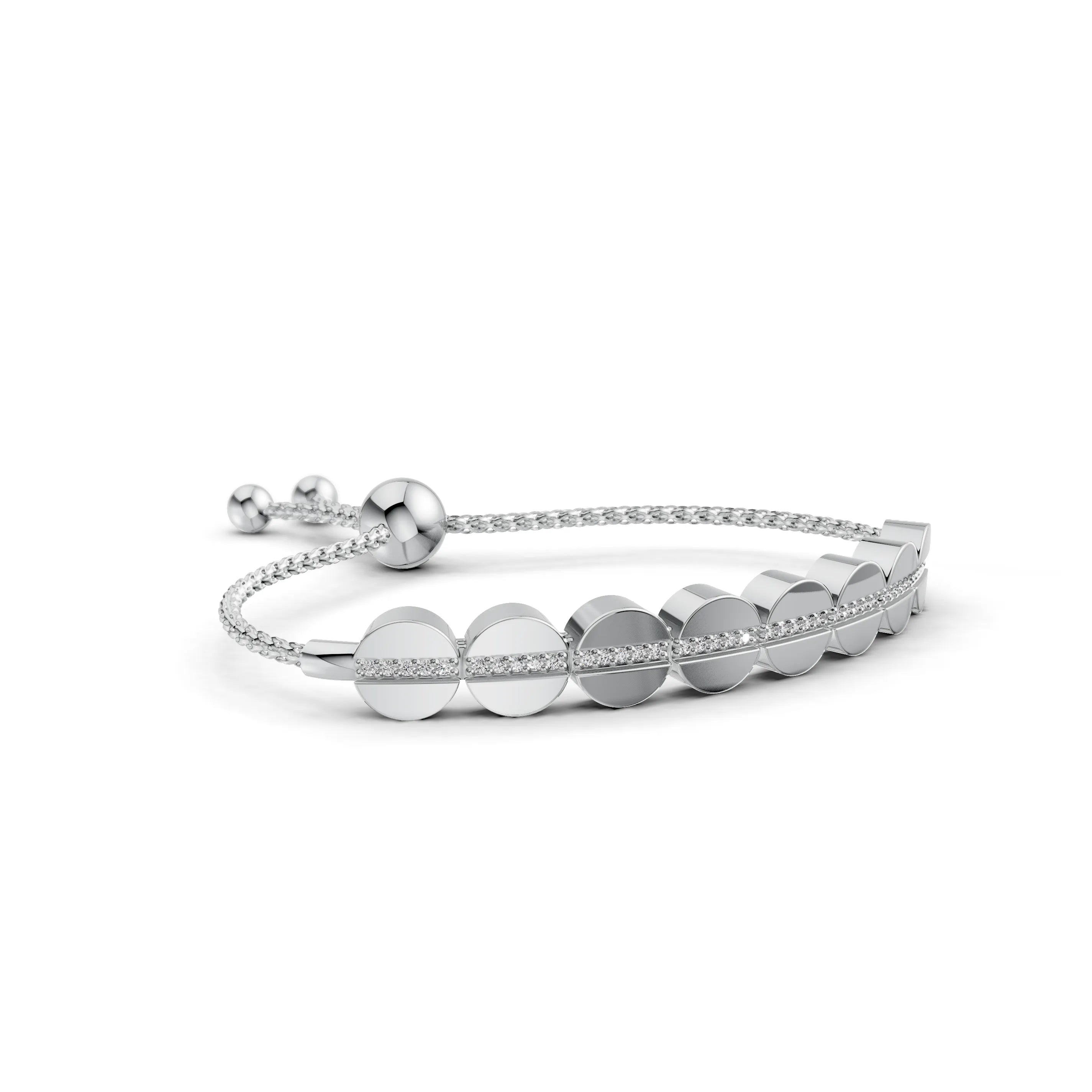 Pargold Solid Gold Exquisite Gemstone Bracelet -Silver_Diamond_Diamond_Static_Silver