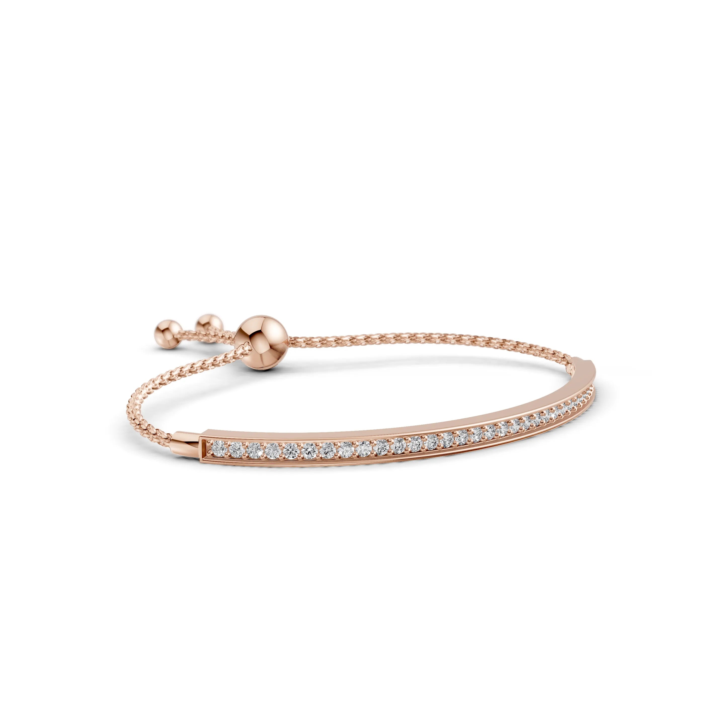 Pargold Solid Gold Timeless Radiance Adjustable Gemstone Bracelet -Rose_Diamond_Diamond_Static_Rose
