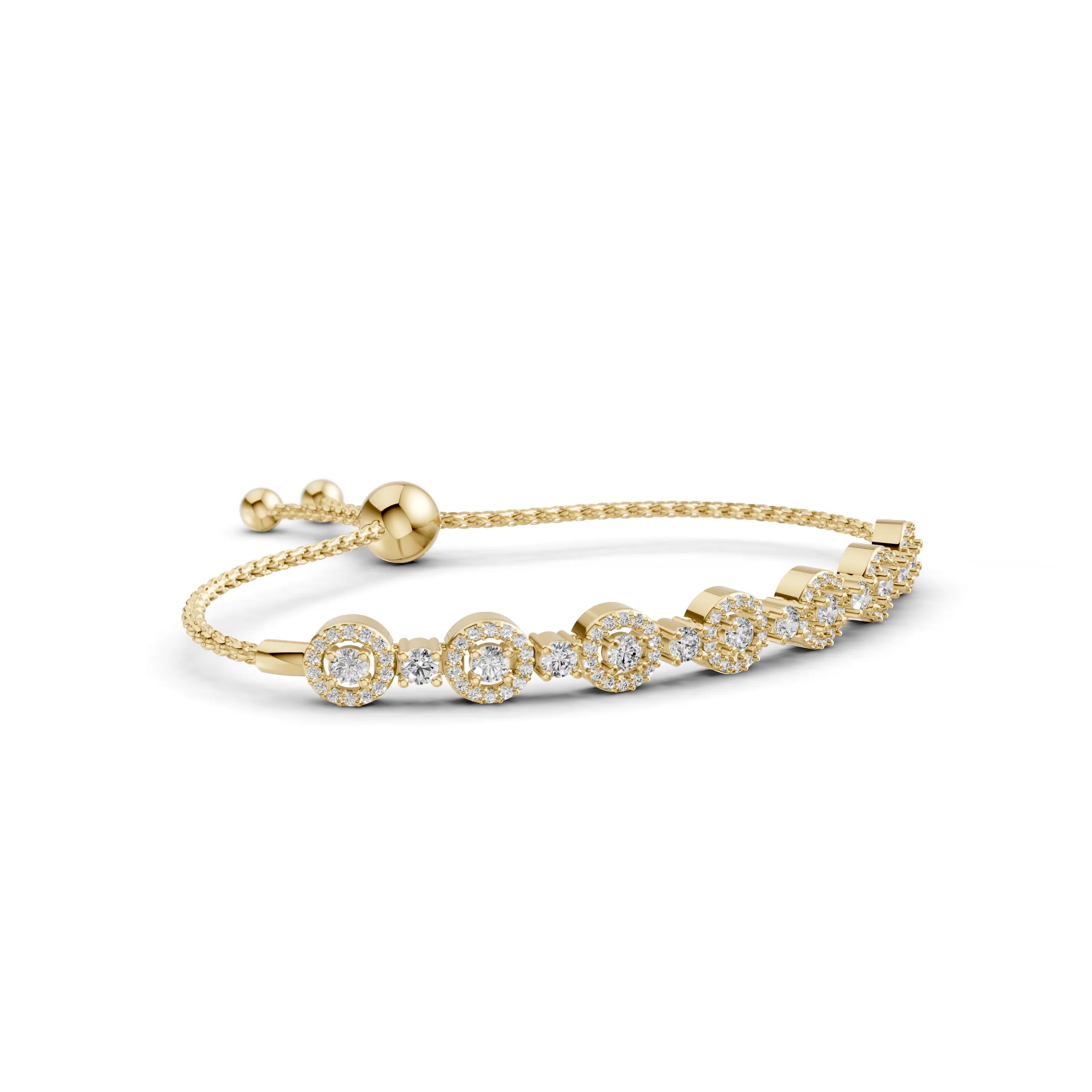 Pargold Solid Gold Luminous Gemstone Radiance Bracelet -Gold_Diamond_Diamond_Static_Gold