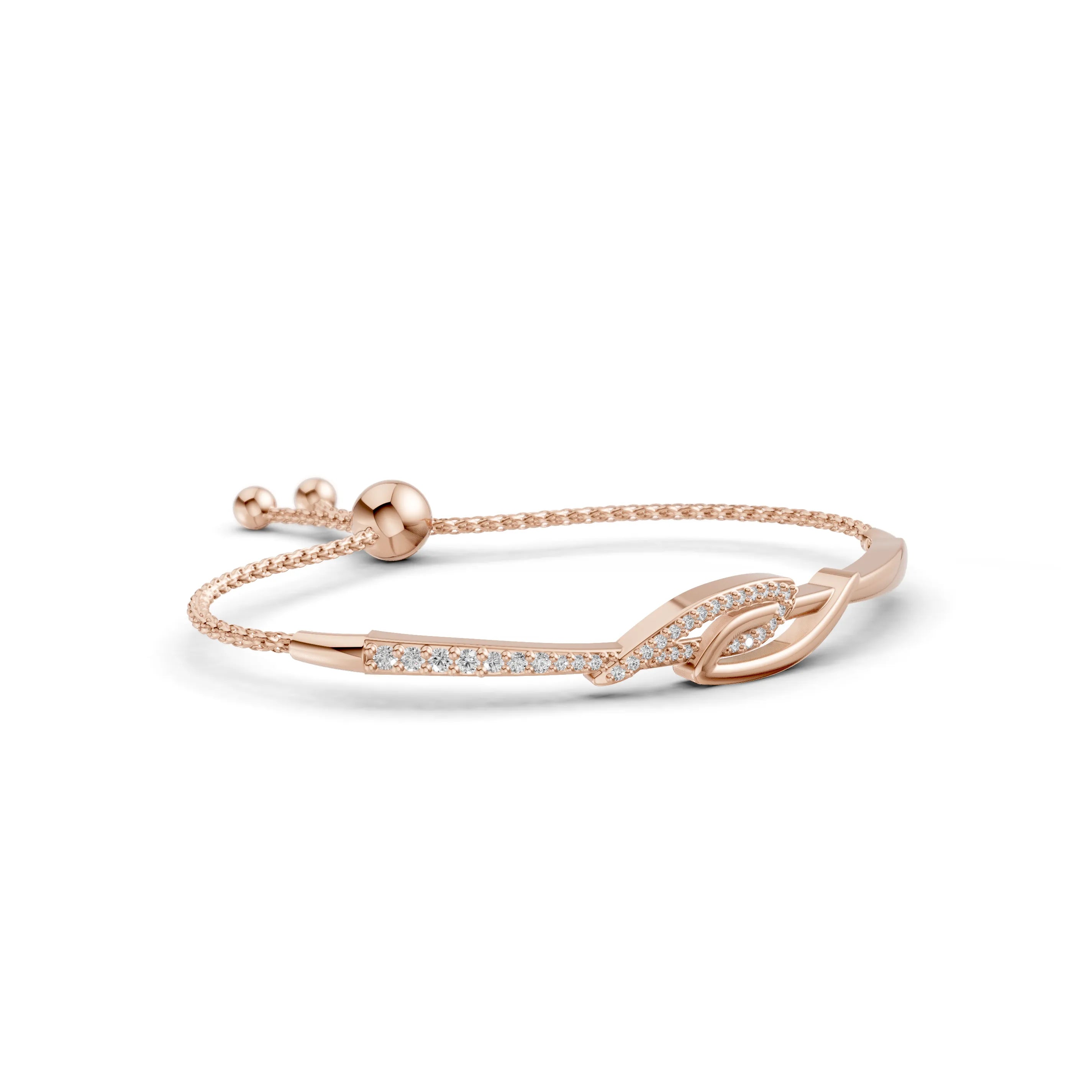Pargold Solid Gold Elegant Whisper Radiant Gemstone Bracelet -Rose_Diamond_Diamond_Static_Rose