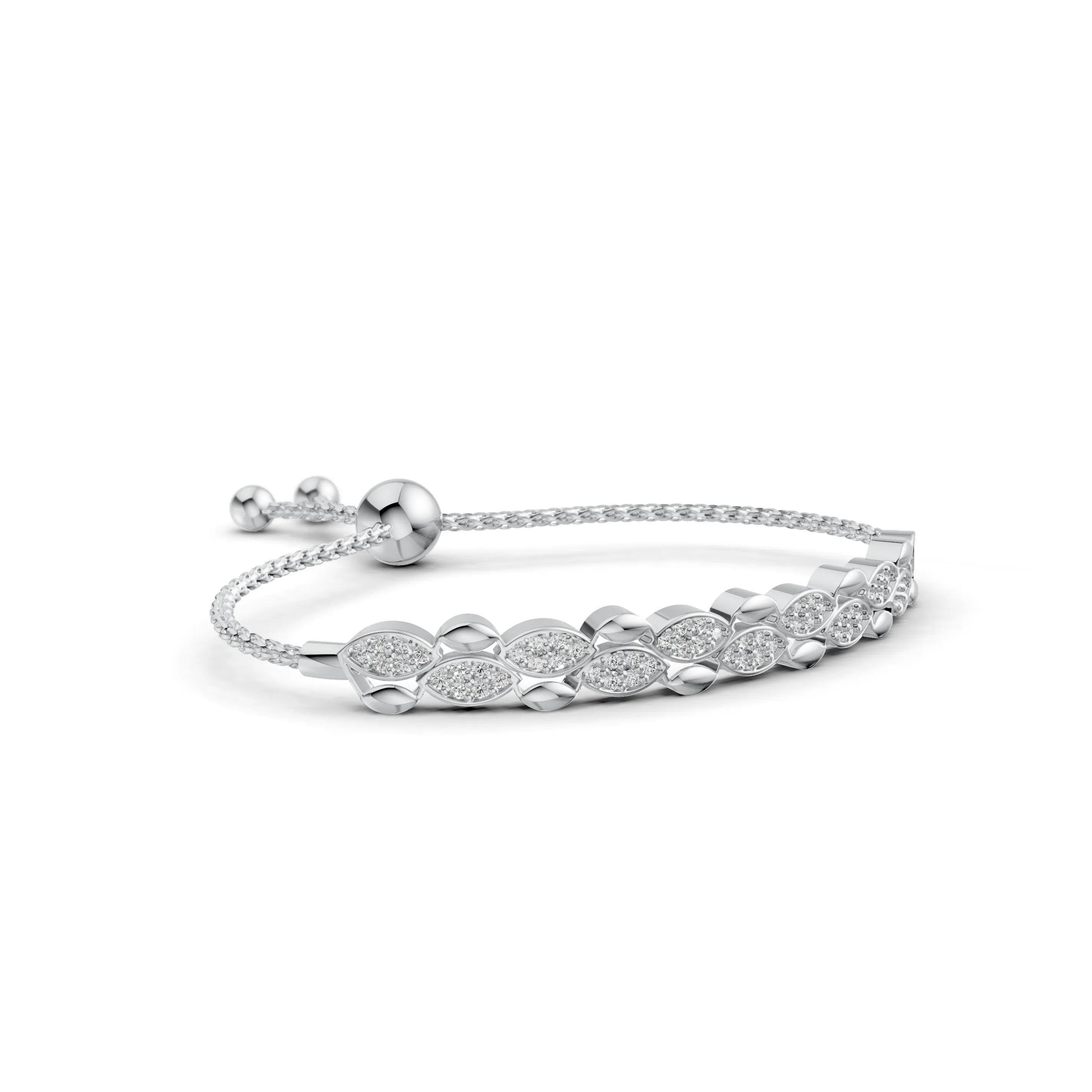 Pargold Solid Gold Exquisite Radiant Gemstone Bracelet -Silver_Diamond_Diamond_Static_Silver