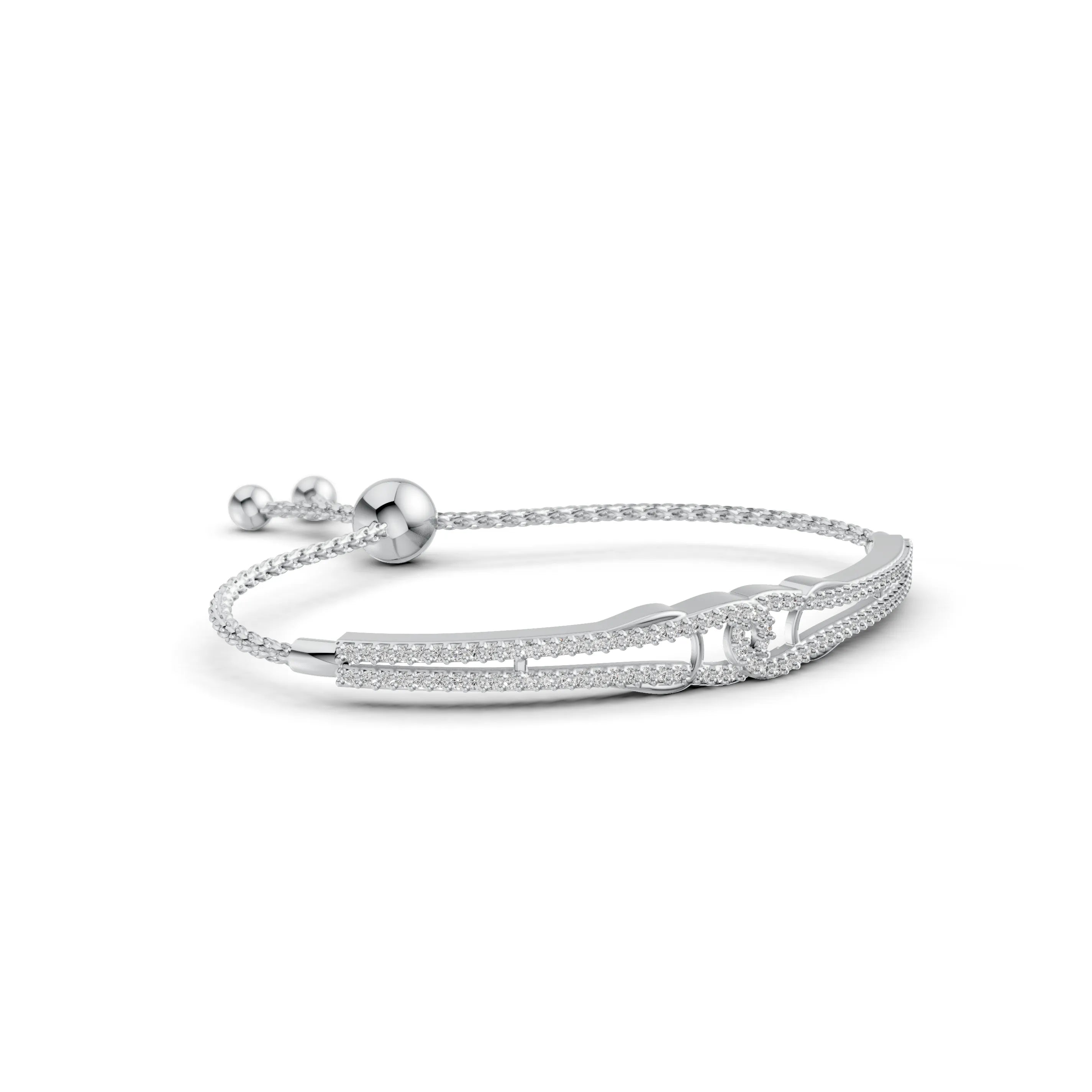 Pargold Solid Gold Radiant Luxe Gemstone Bracelet -Silver_Diamond_Diamond_Static_Silver