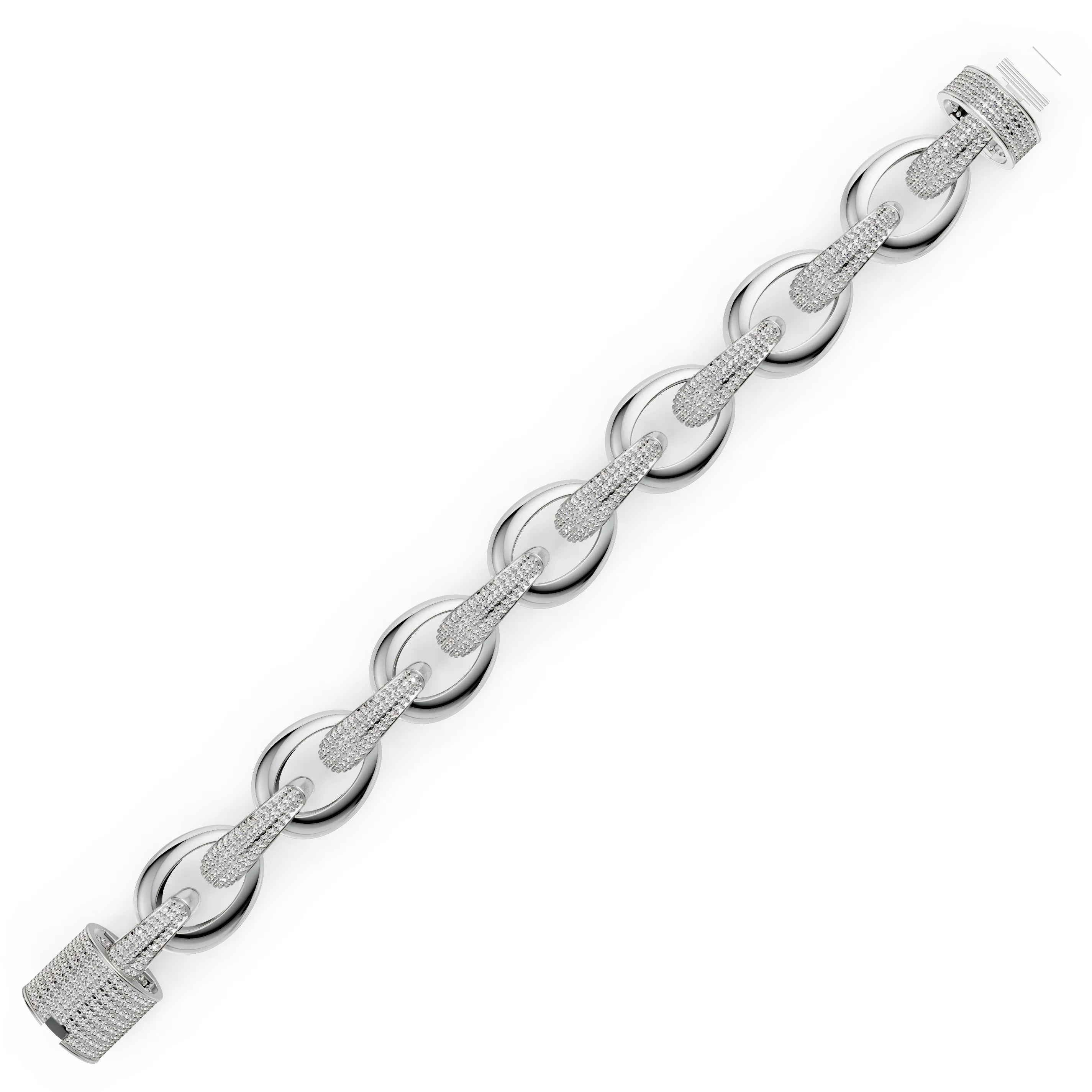 Pargold Solid Gold Exquisite Elegance Radiant Gemstone Bracelet -Silver_Diamond_Diamond_Static_Silver