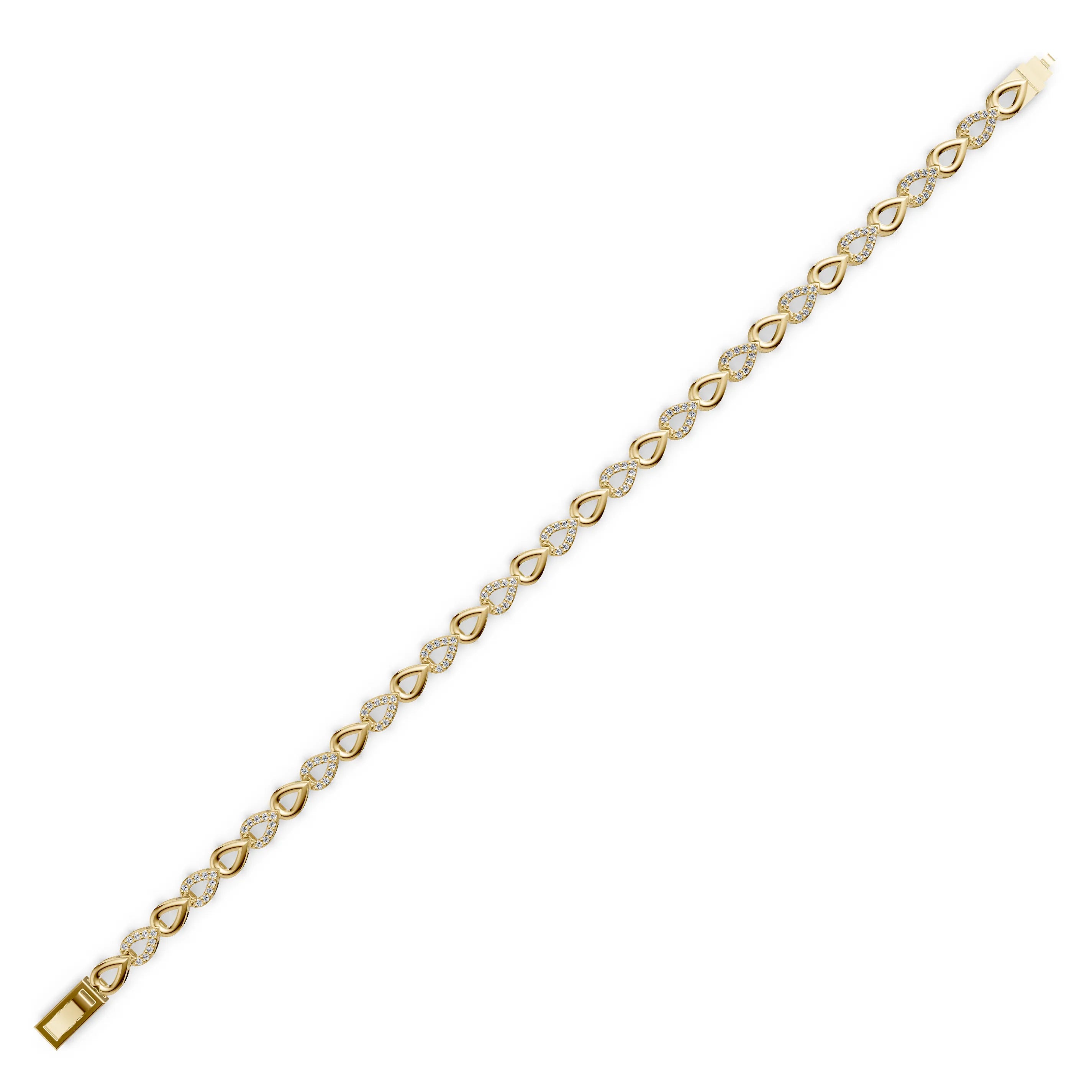 Pargold Solid Gold Gilded Dewdrop Heart Link Bracelet -Gold_Diamond_Diamond_Static_Gold