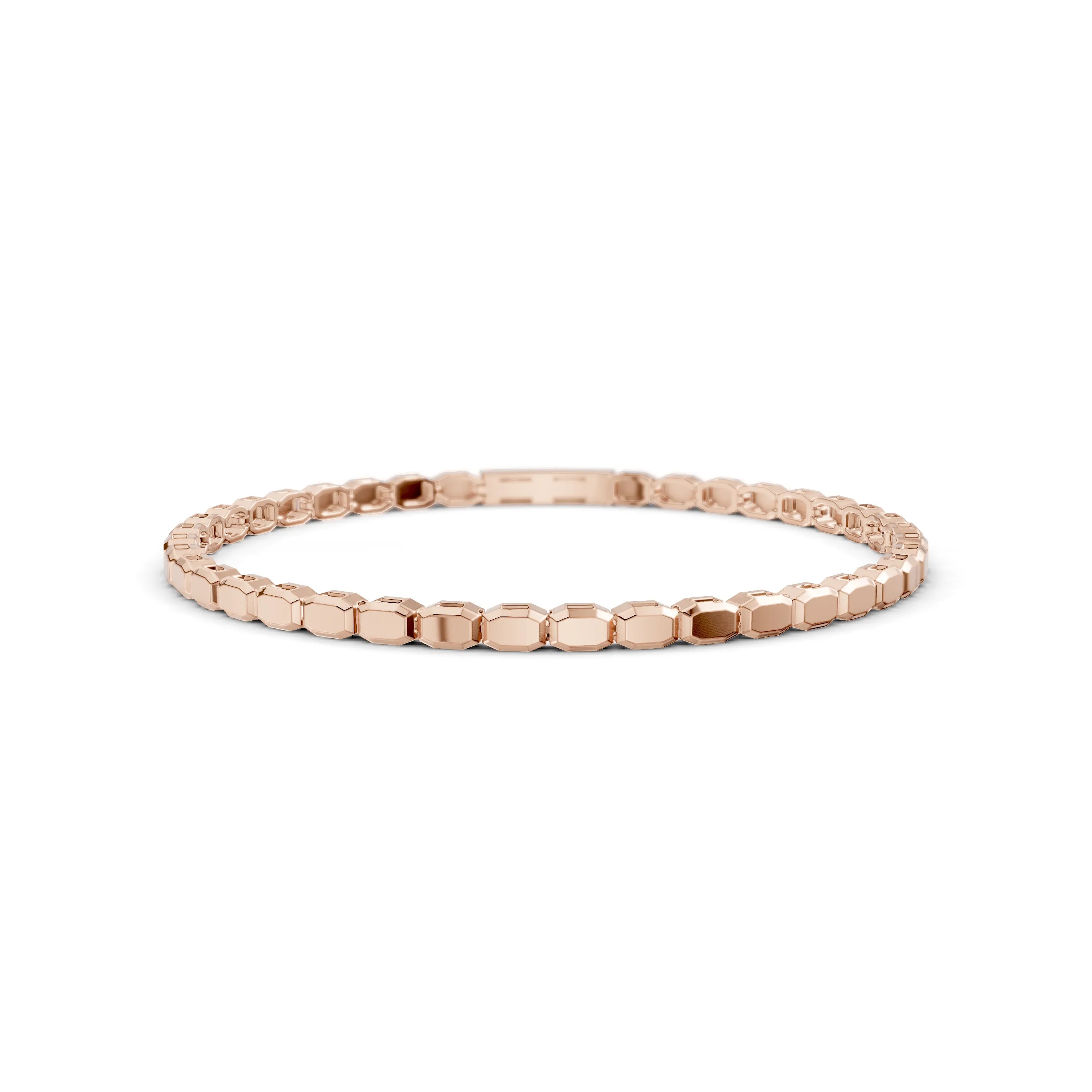Pargold Solid Gold Elegant Prism Faceted Bracelet -Rose_Static_Rose