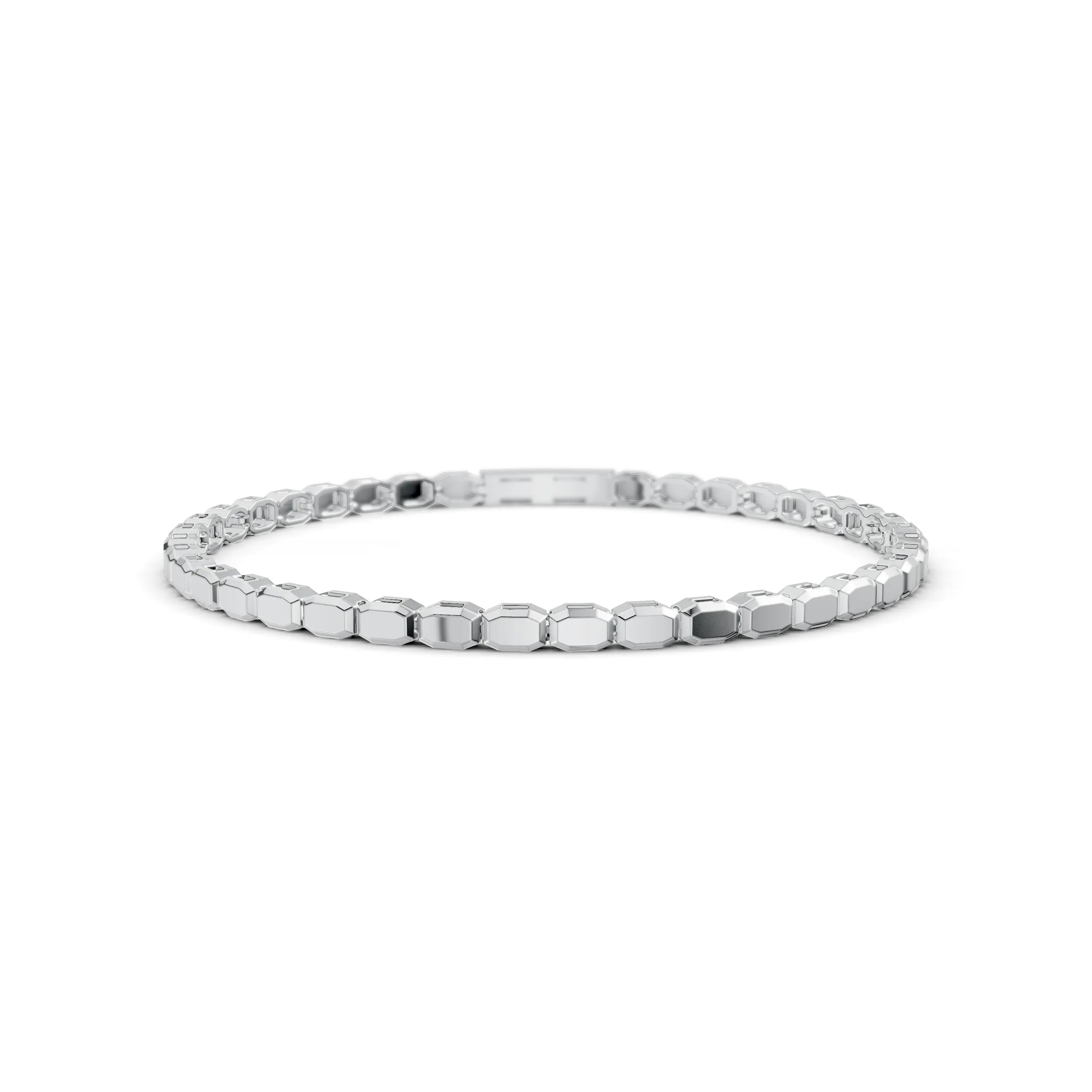 Pargold Solid Gold Elegant Prism Faceted Bracelet -Silver_Static_Silver