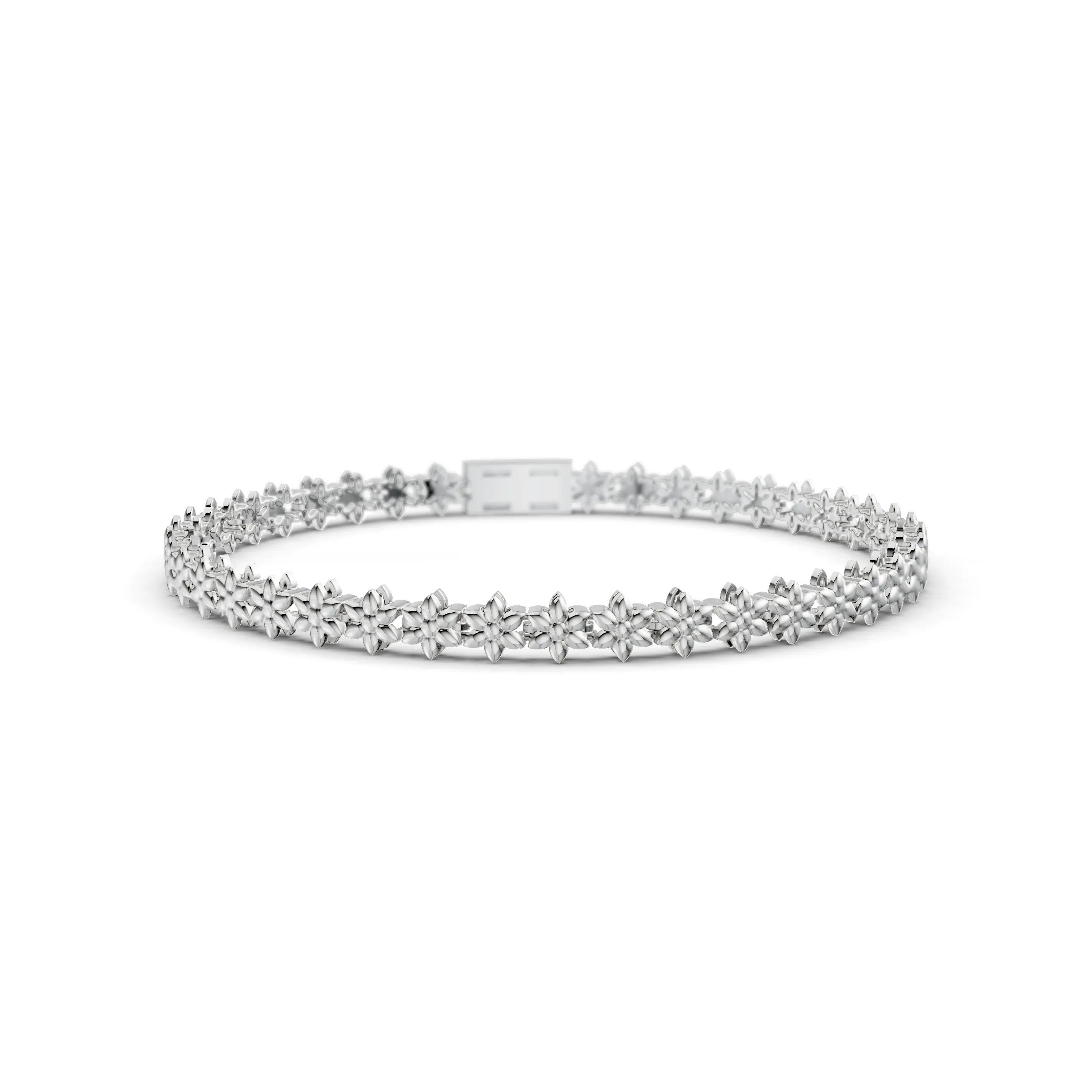 Pargold Solid Gold Floral Coronet Golden Bracelet -Silver_Static_Silver