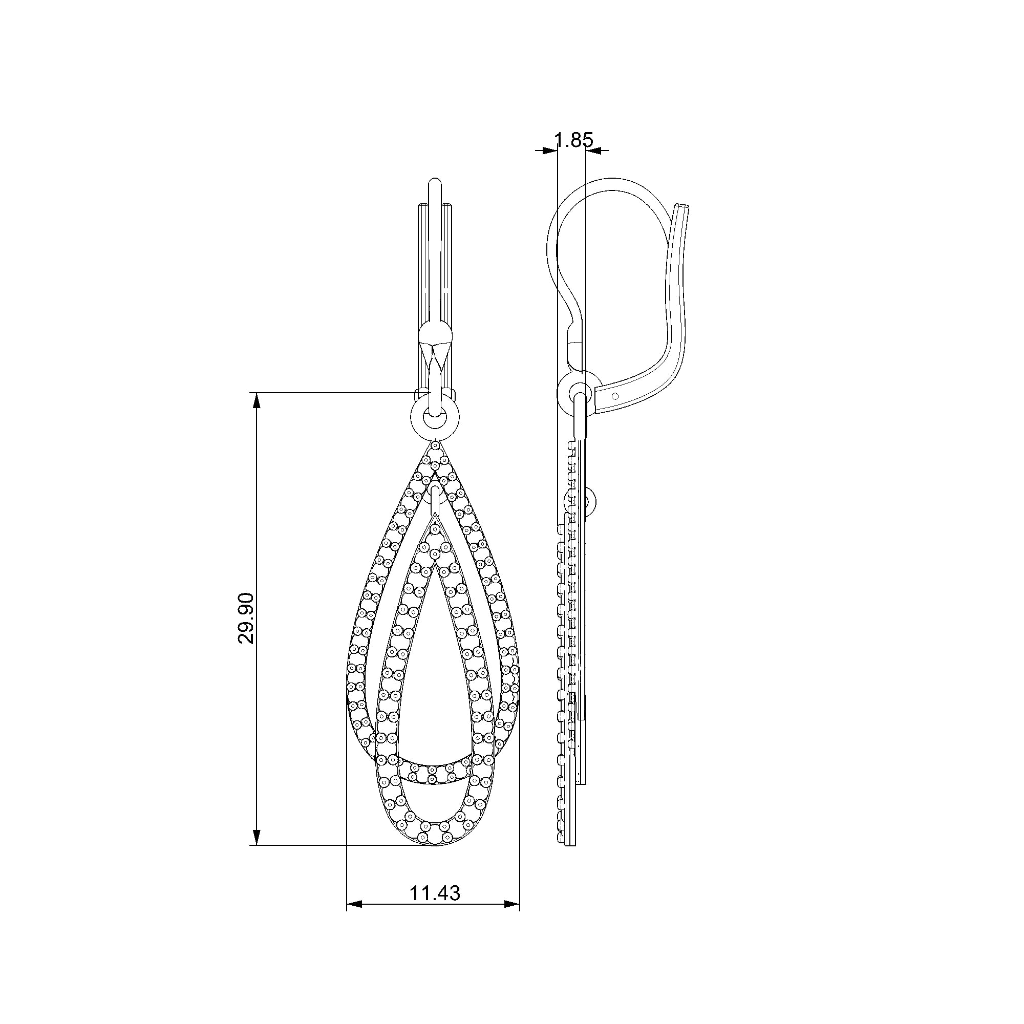 Pargold Solid Gold Radiant Teardrop Drop Earrings,-Static