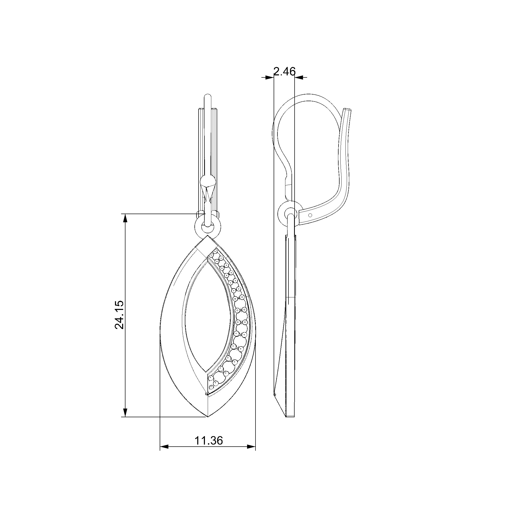 Pargold Solid Gold Teardrop Pavé Elegance Earrings-Static