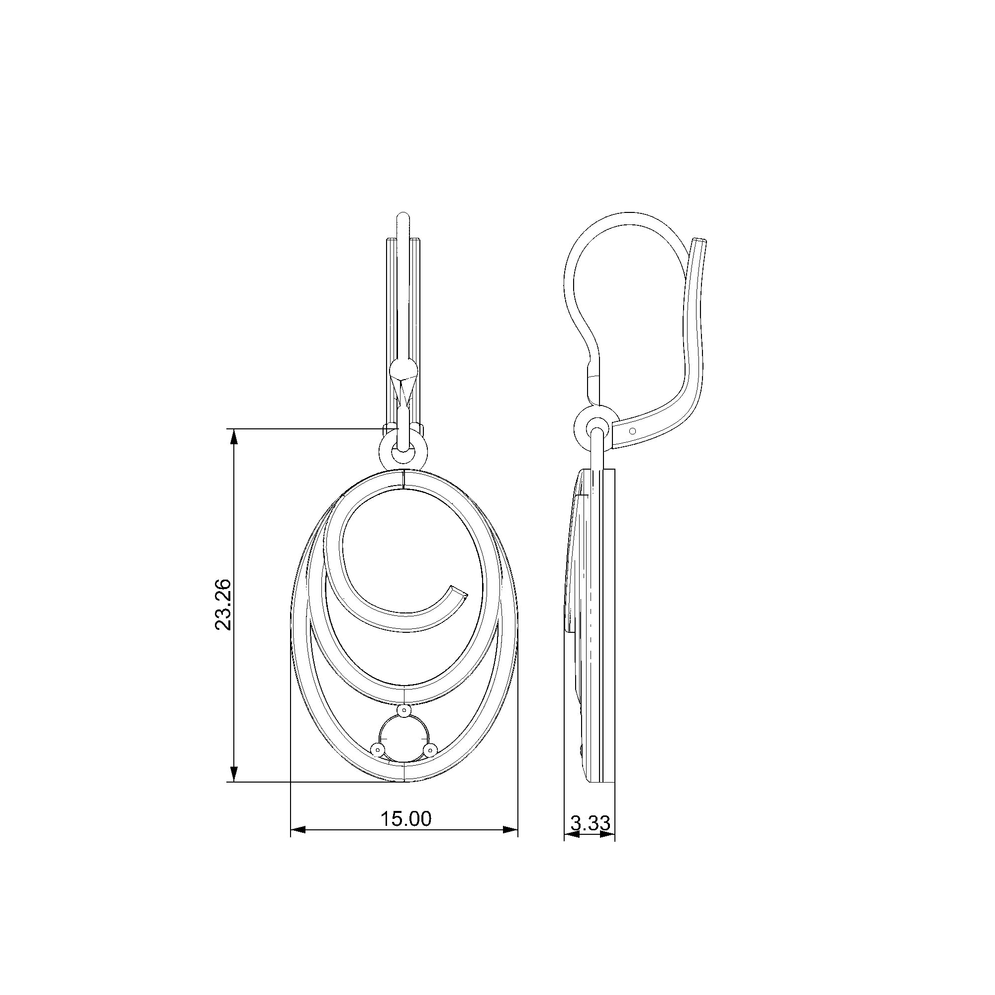 Pargold Solid Gold Spiral Elegance Gemstone Drop Earrings-Static