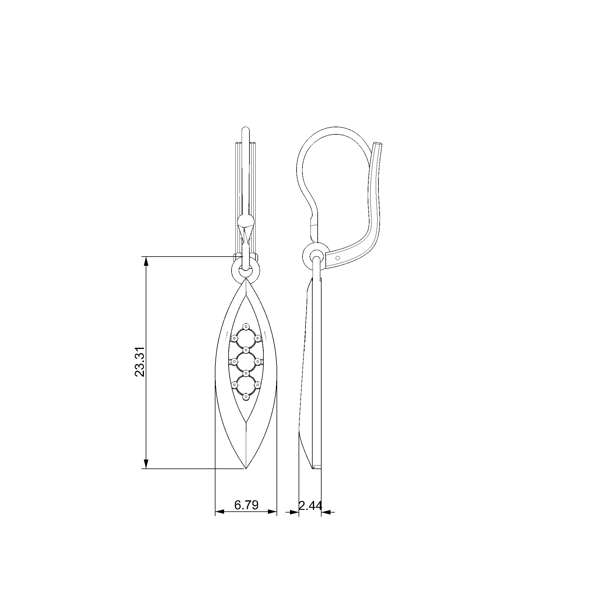 Pargold Solid Gold Luminous Marquise Drop Earrings-Static