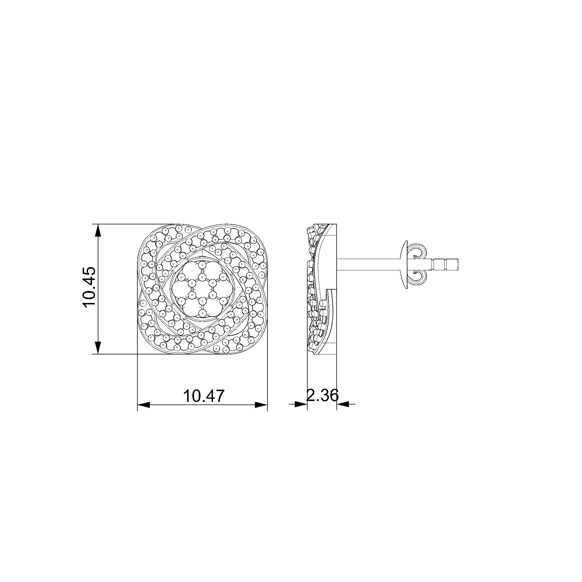 Pargold Solid Gold Celestial Swirl Square Studs-Static