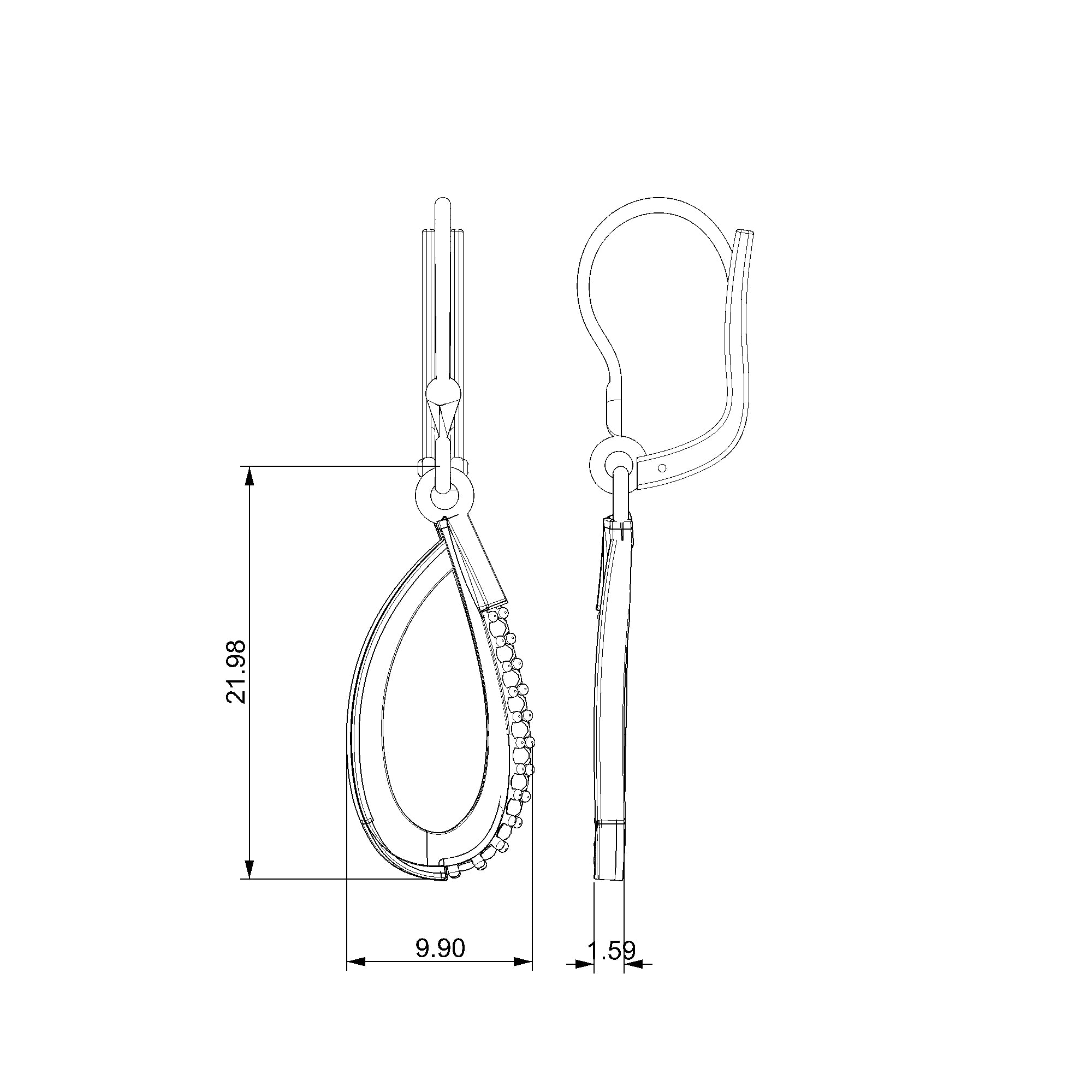 Pargold Solid Gold Gemline Teardrop Dangle Earrings-Static