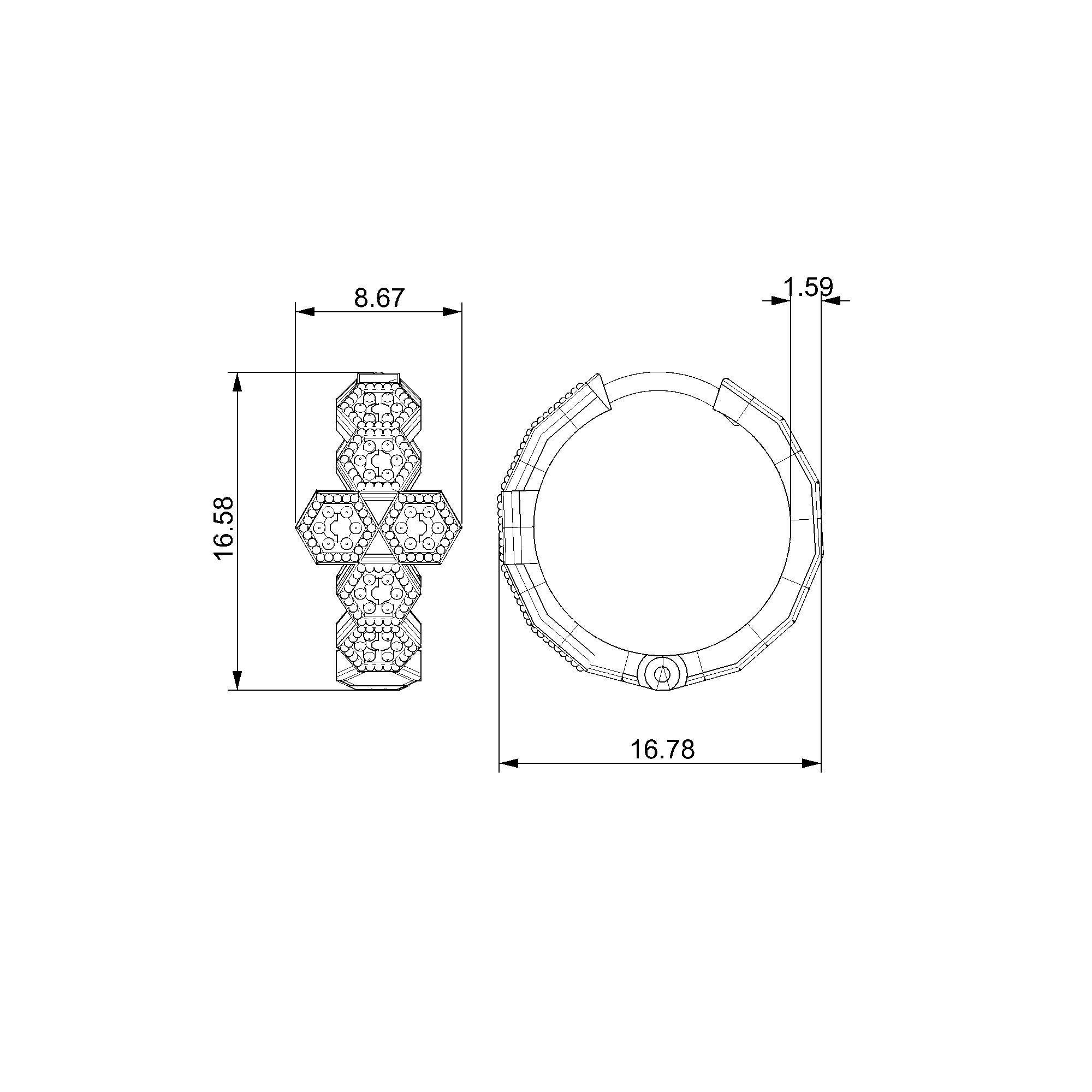 Pargold Solid Gold Honeycomb Haven Hoop Earrings-Static