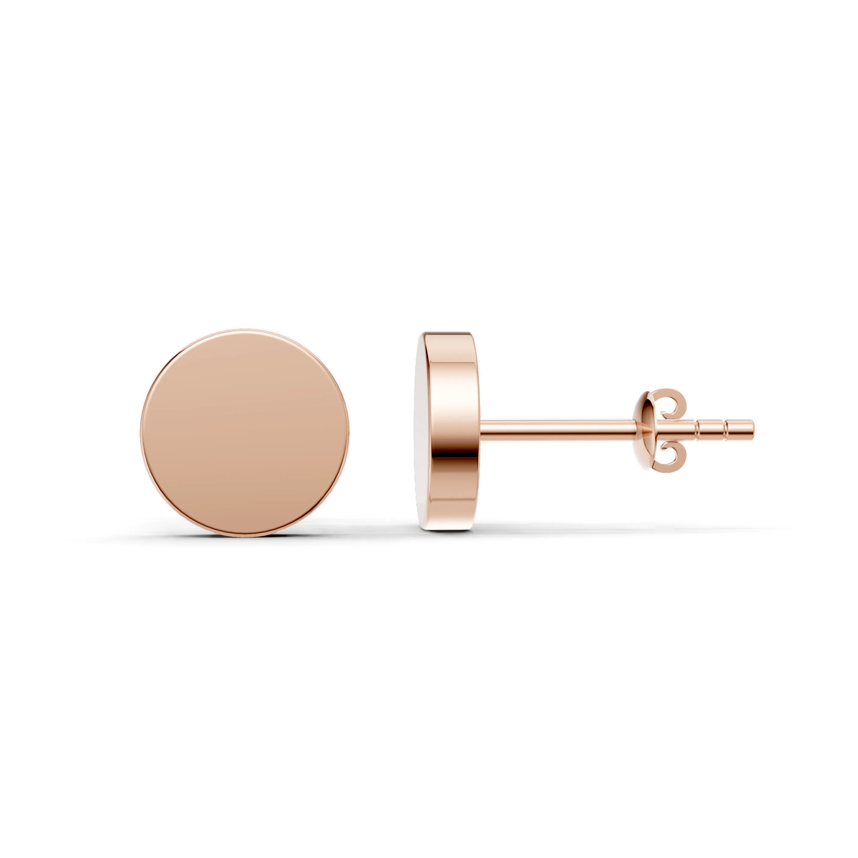 Pargold Solid Gold Classic Gold Disc Stud Earrings -Rose_Static_Rose