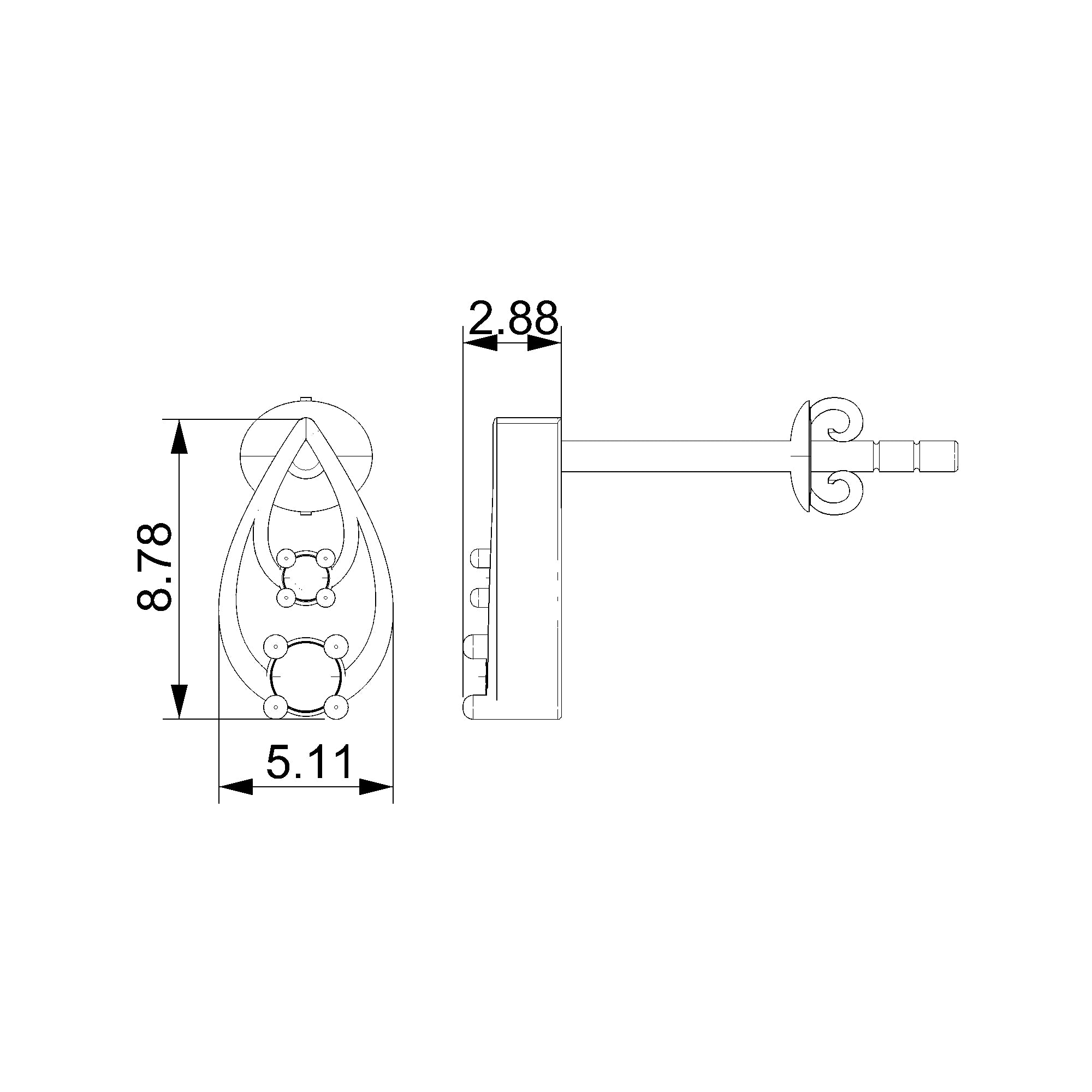 Pargold Solid Gold Elegant Radiant Gemstone Teardrop Earrings-Static