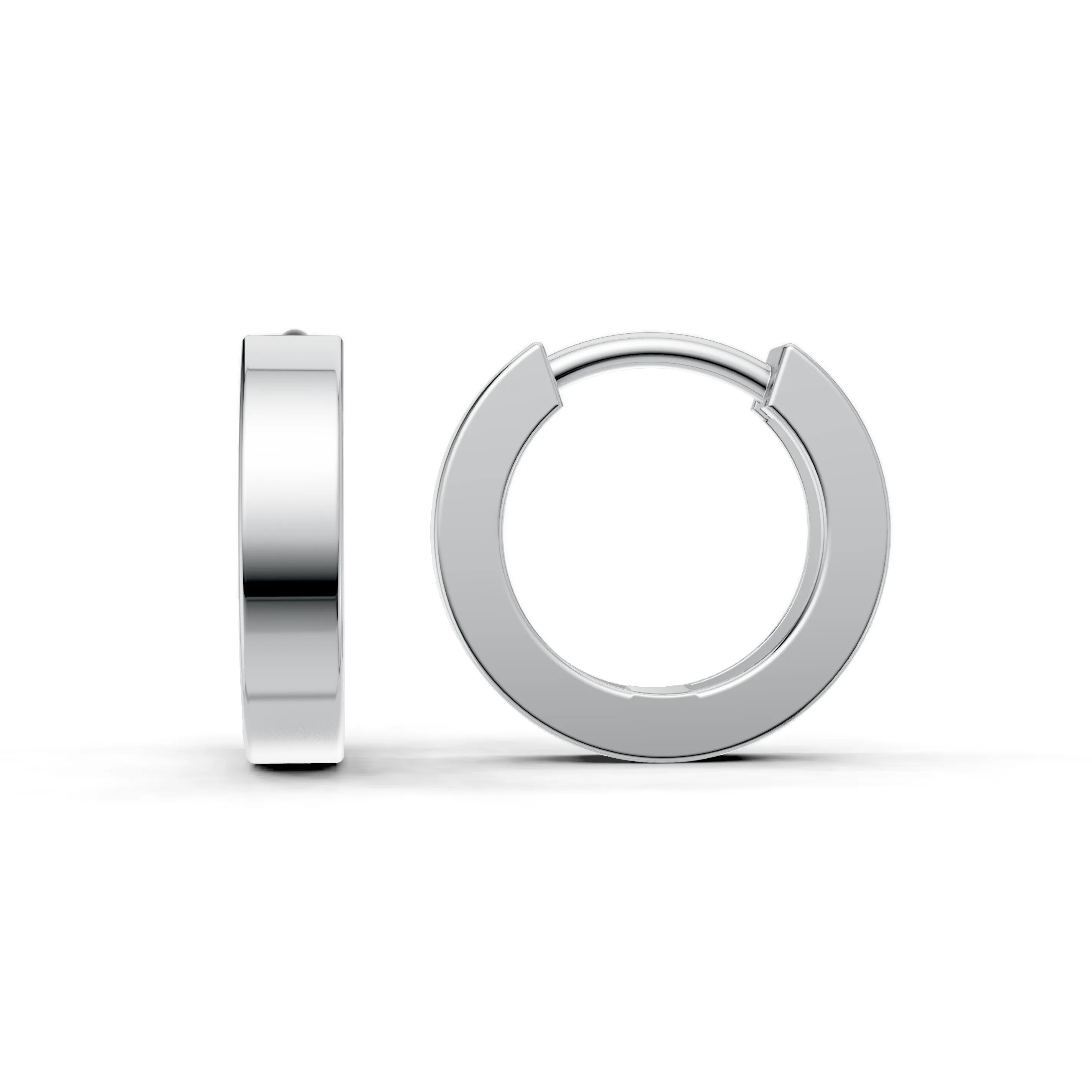 Pargold Solid Gold Plain Gold Hoop Earrings -Silver_Static_Silver