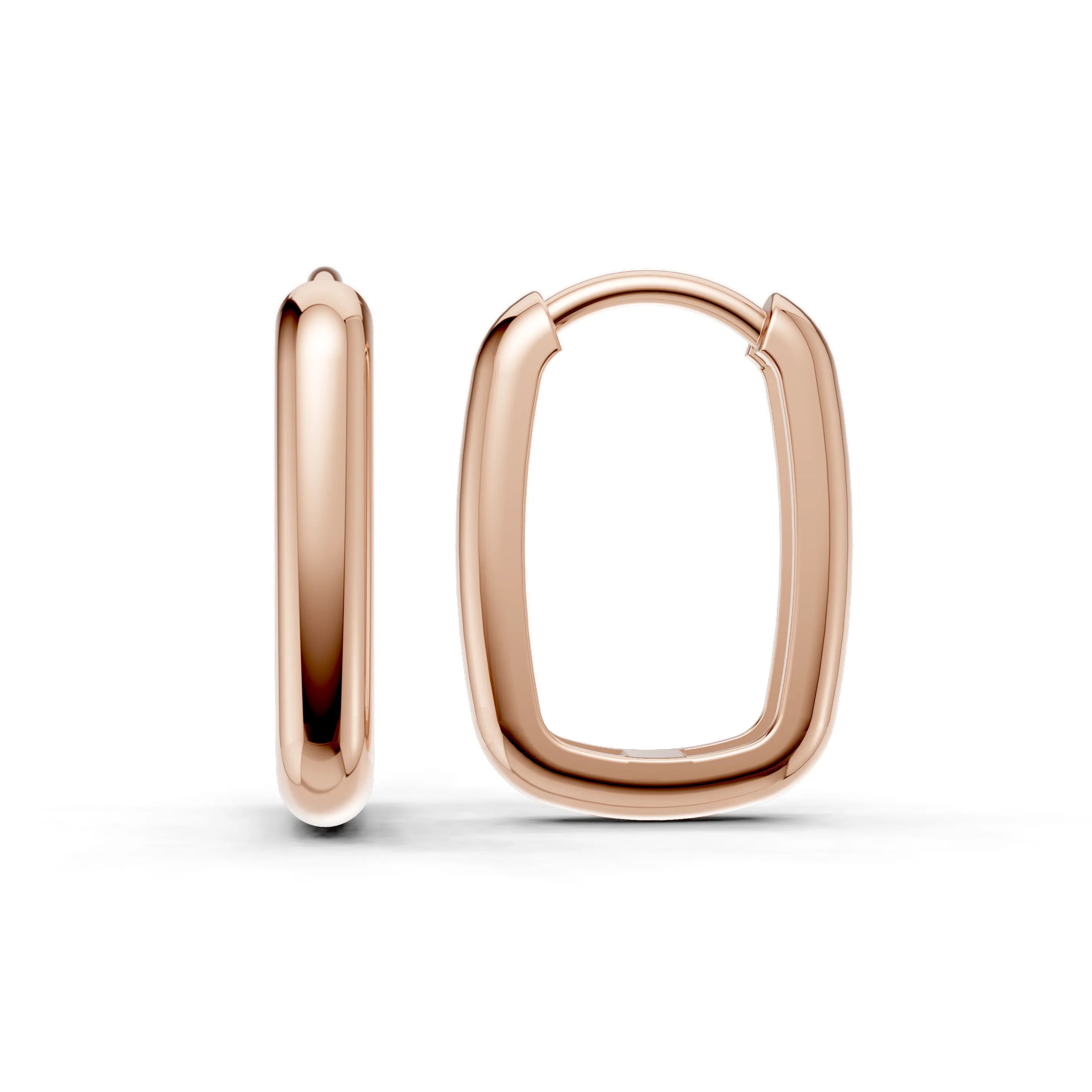 Pargold Solid Gold Elegant Oval Hoop Earrings - Large Size -Rose_Static_Rose