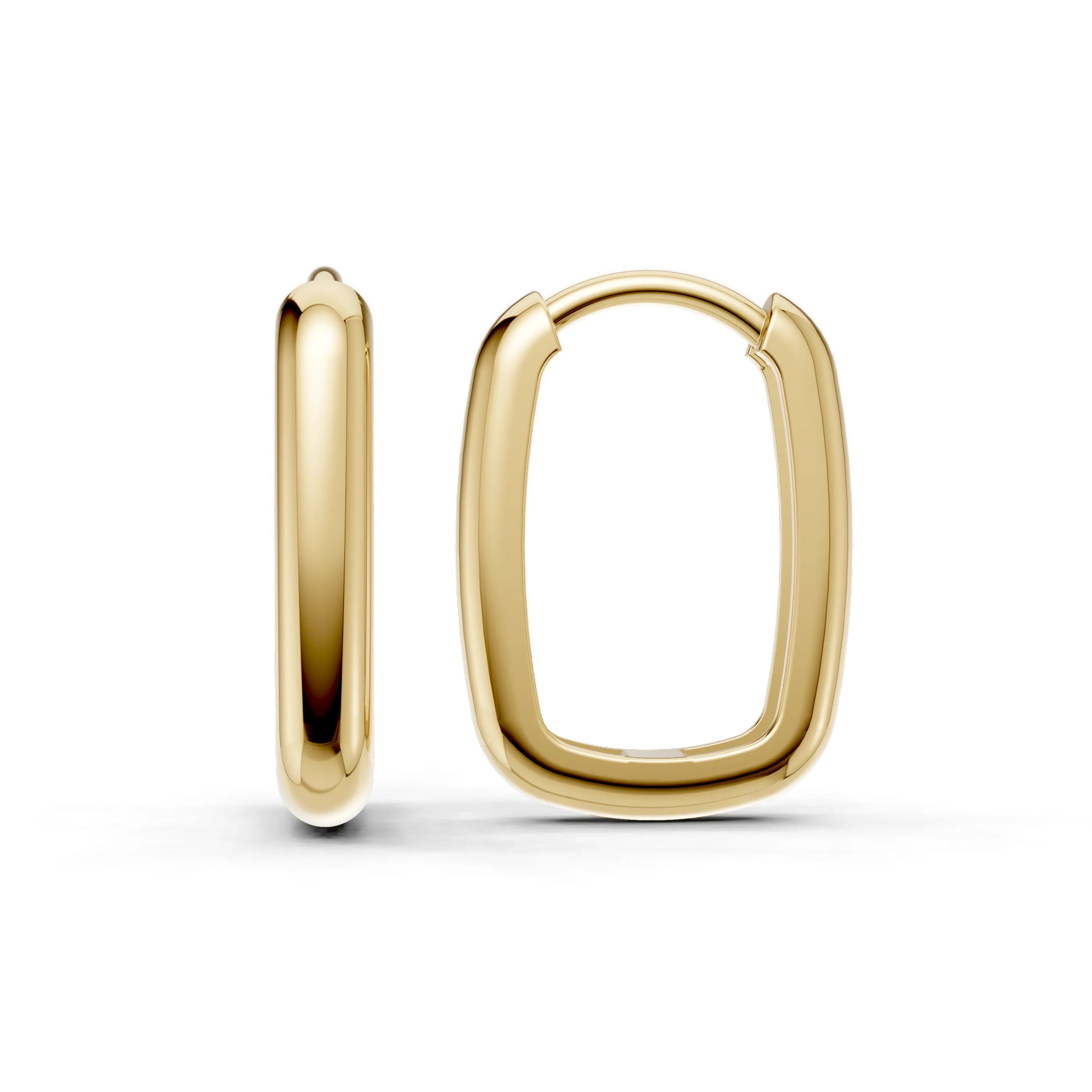 Pargold Solid Gold Elegant Oval Hoop Earrings - Large Size -Gold_Static_Gold