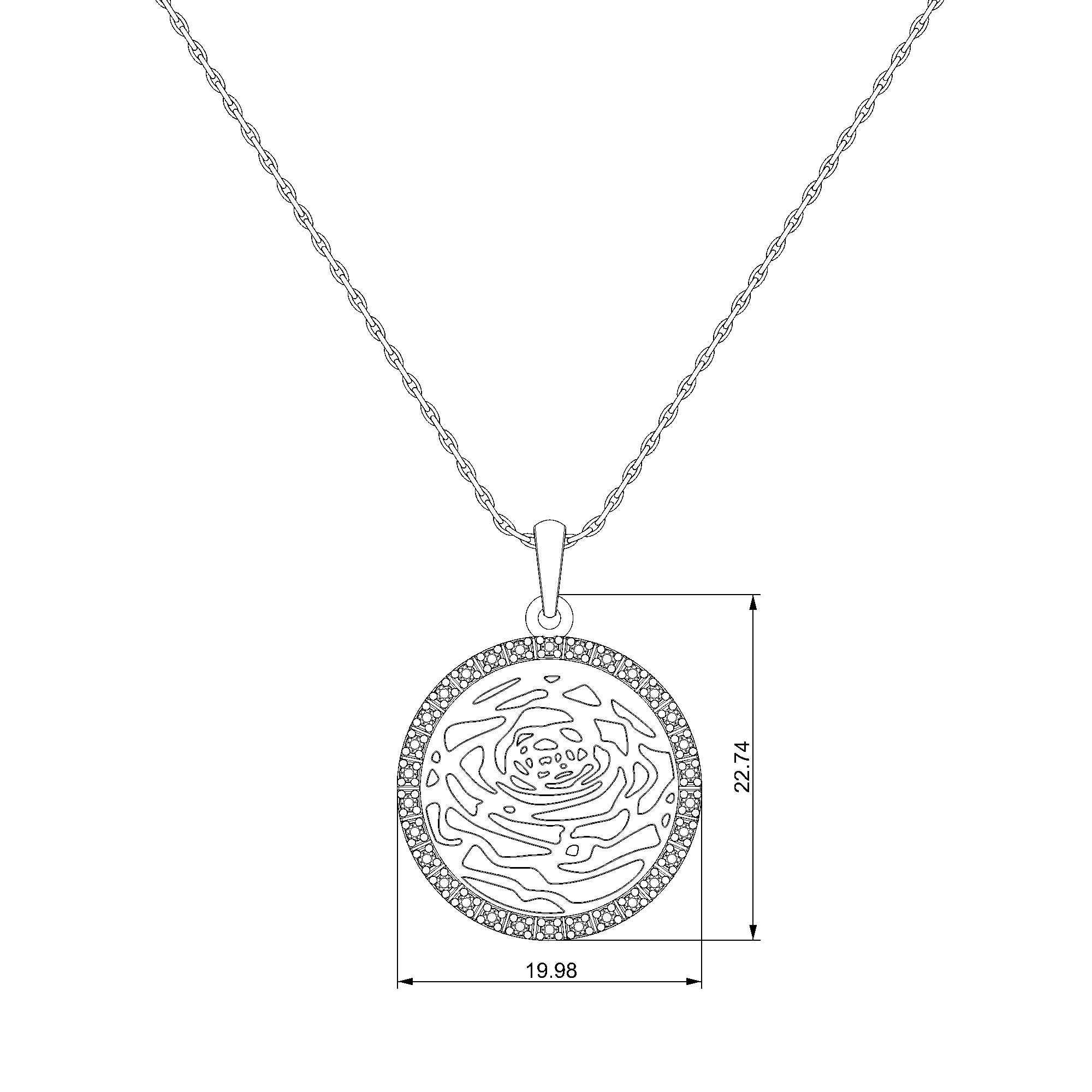 Pargold Solid Gold Blossom Aura Gem Circle Pendant-Static