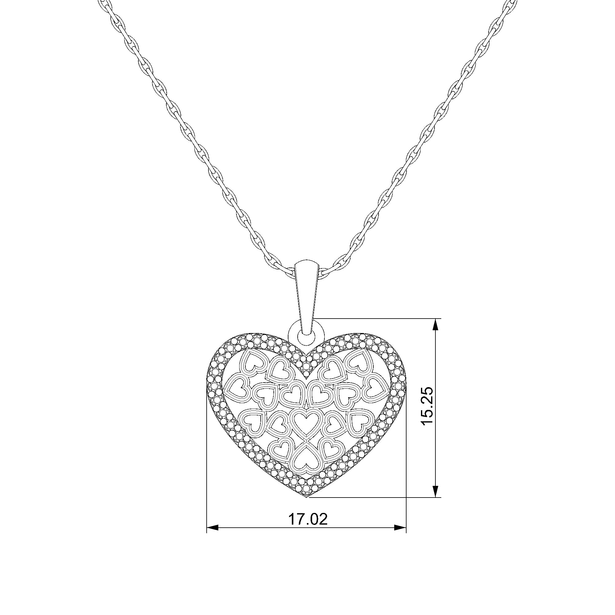 Pargold Solid Gold Embrace Elegance: Heartfelt Radiant Gemstone Pendant-Static