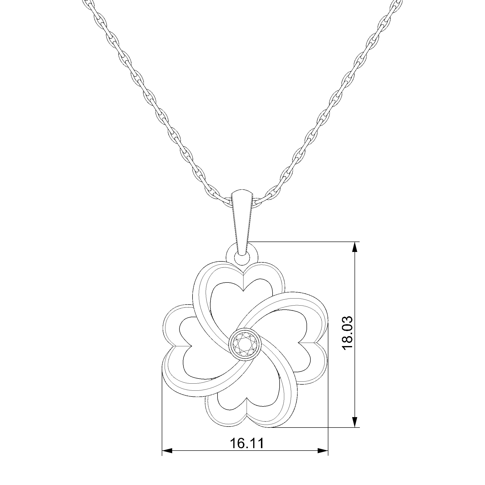 Pargold Solid Gold Enchanting Blossom Radiant Gemstone Pendant-Static