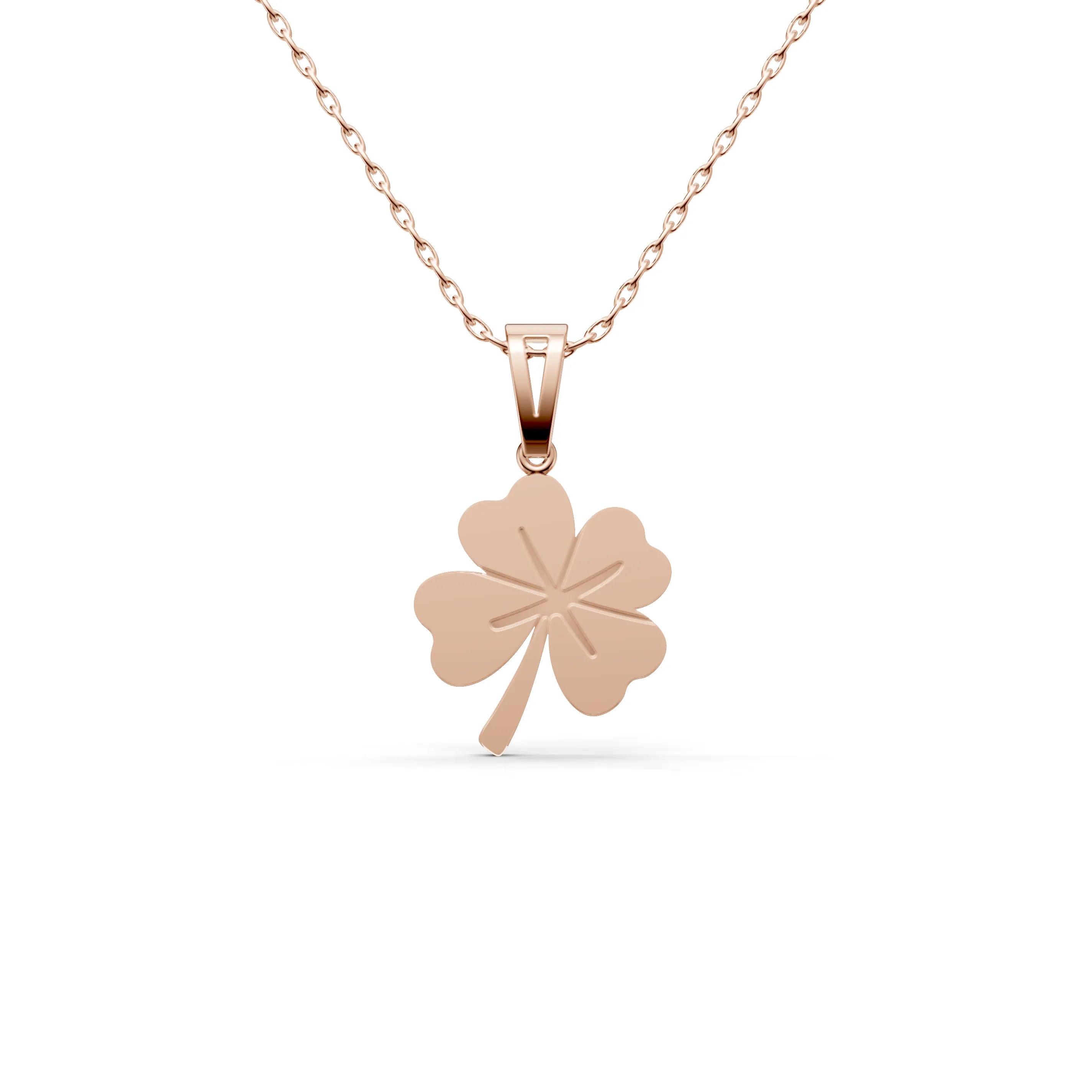 Pargold Solid Gold Four-Leaf Clover Charm Pendant -Rose_Static_Rose