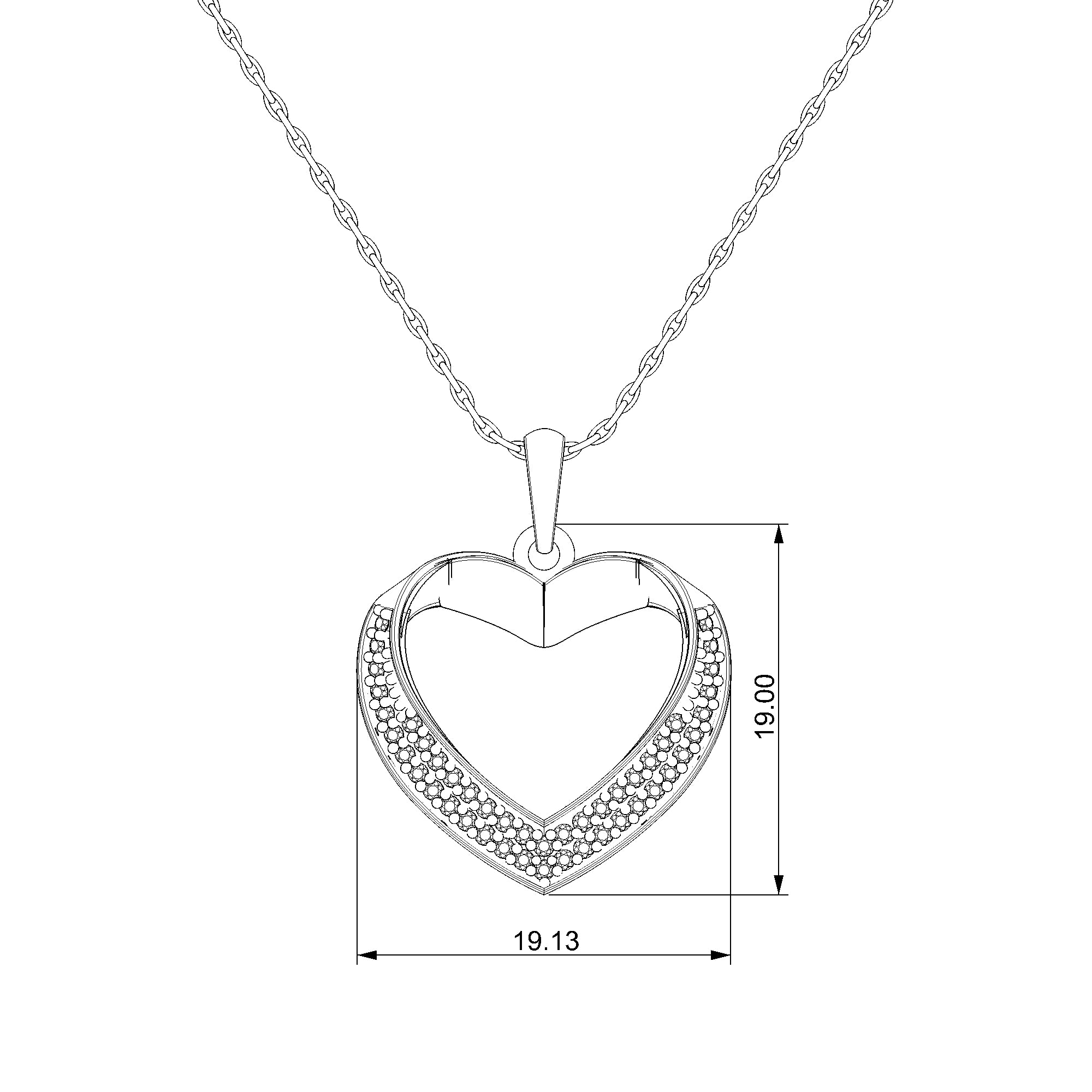 Pargold Solid Gold Asymmetric Sparkle Heart Pendant-Static