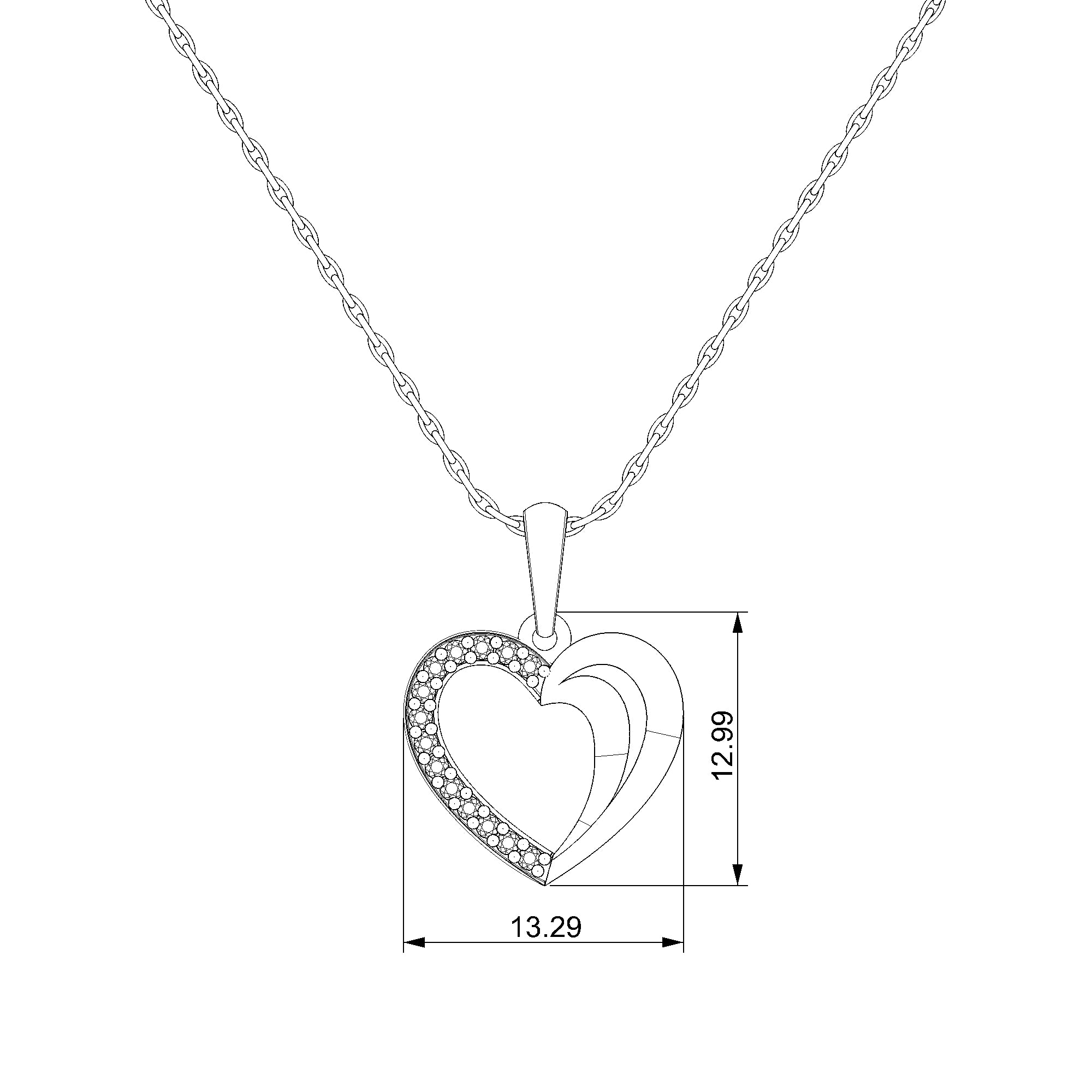 Pargold Solid Gold Elegant Heart Shaped Pendant with Radiant Gemstones-Static