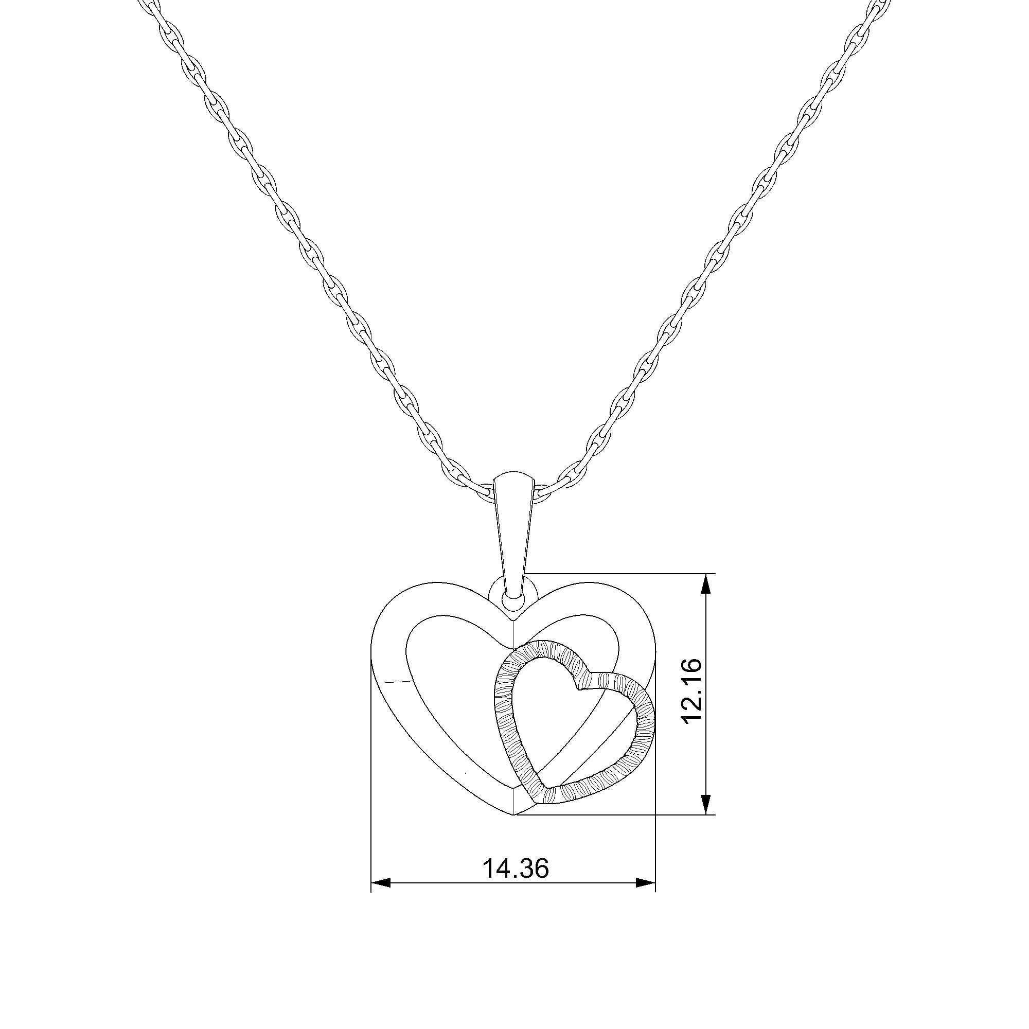 Pargold Solid Gold Elegant Interlocking Heart Pendant-Static