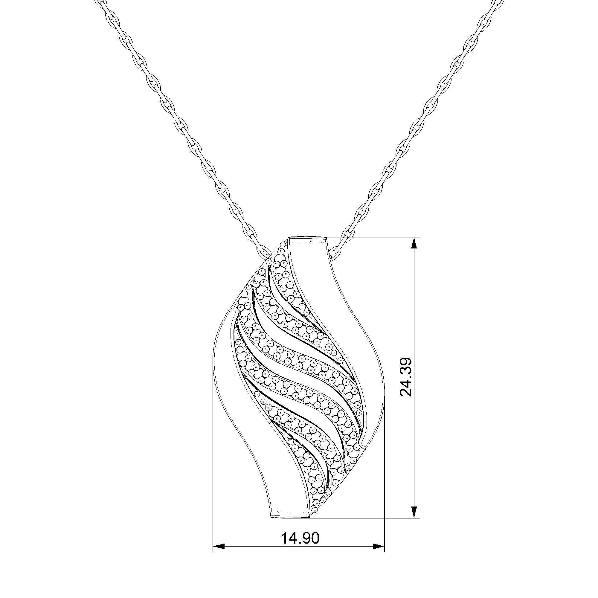 Pargold Solid Gold Oceanic Wave Radiant Gemstone Necklace-Static