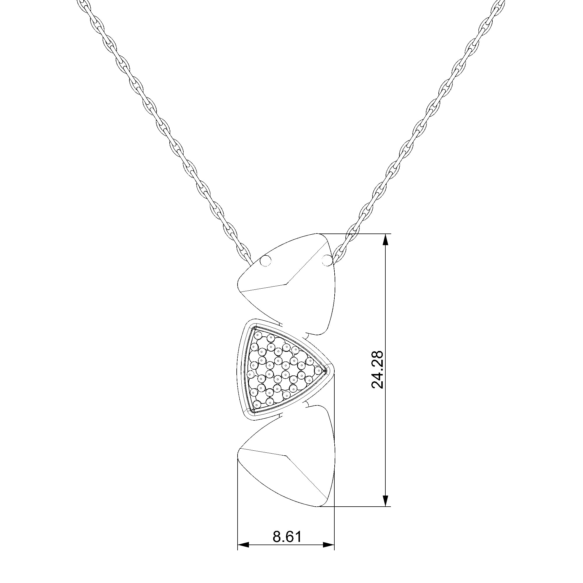 Pargold Solid Gold Elegant Triangular Radiant Gemstone Necklace-Static