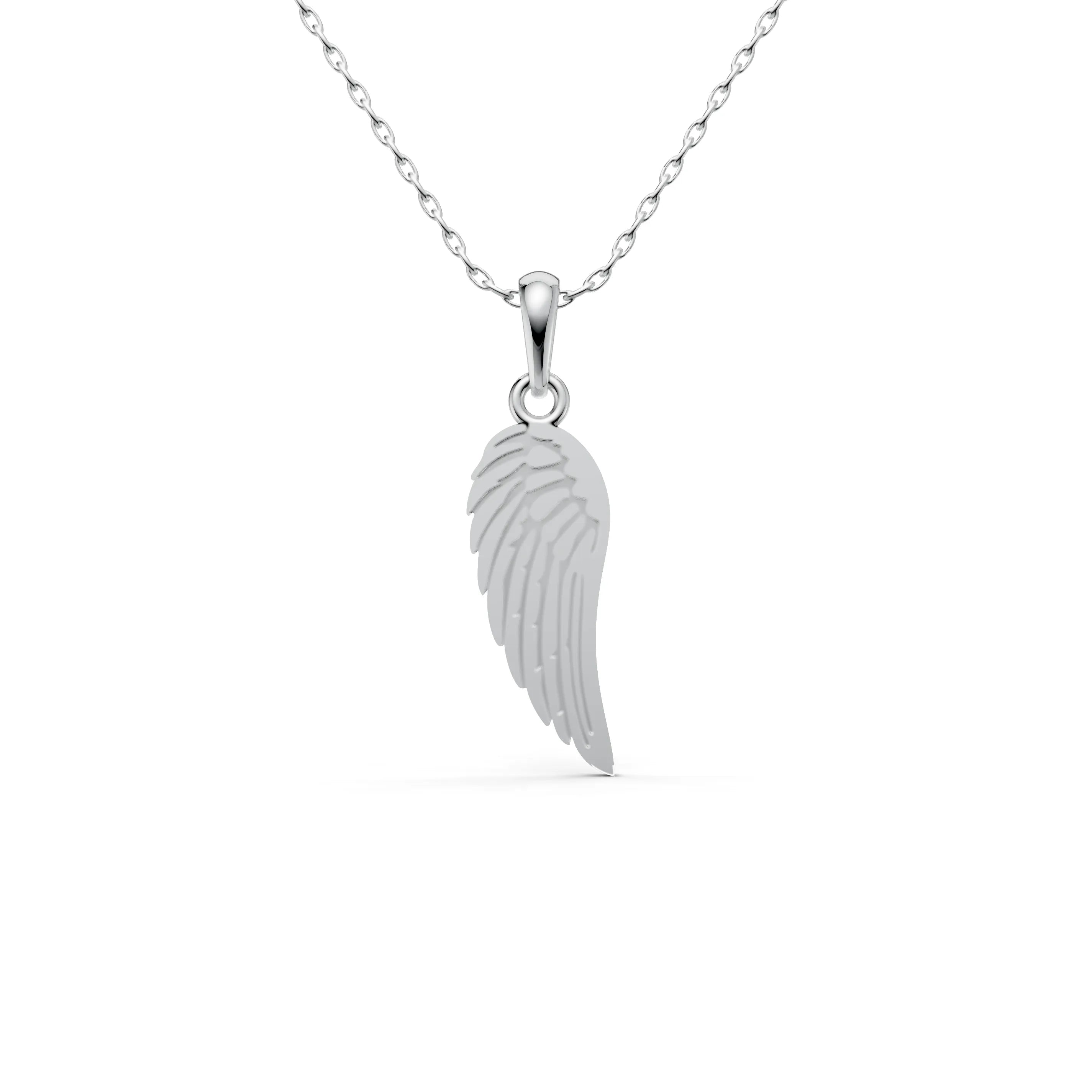 Pargold Solid Gold Celestial Feather Charm Pendant -Silver_Static_Silver