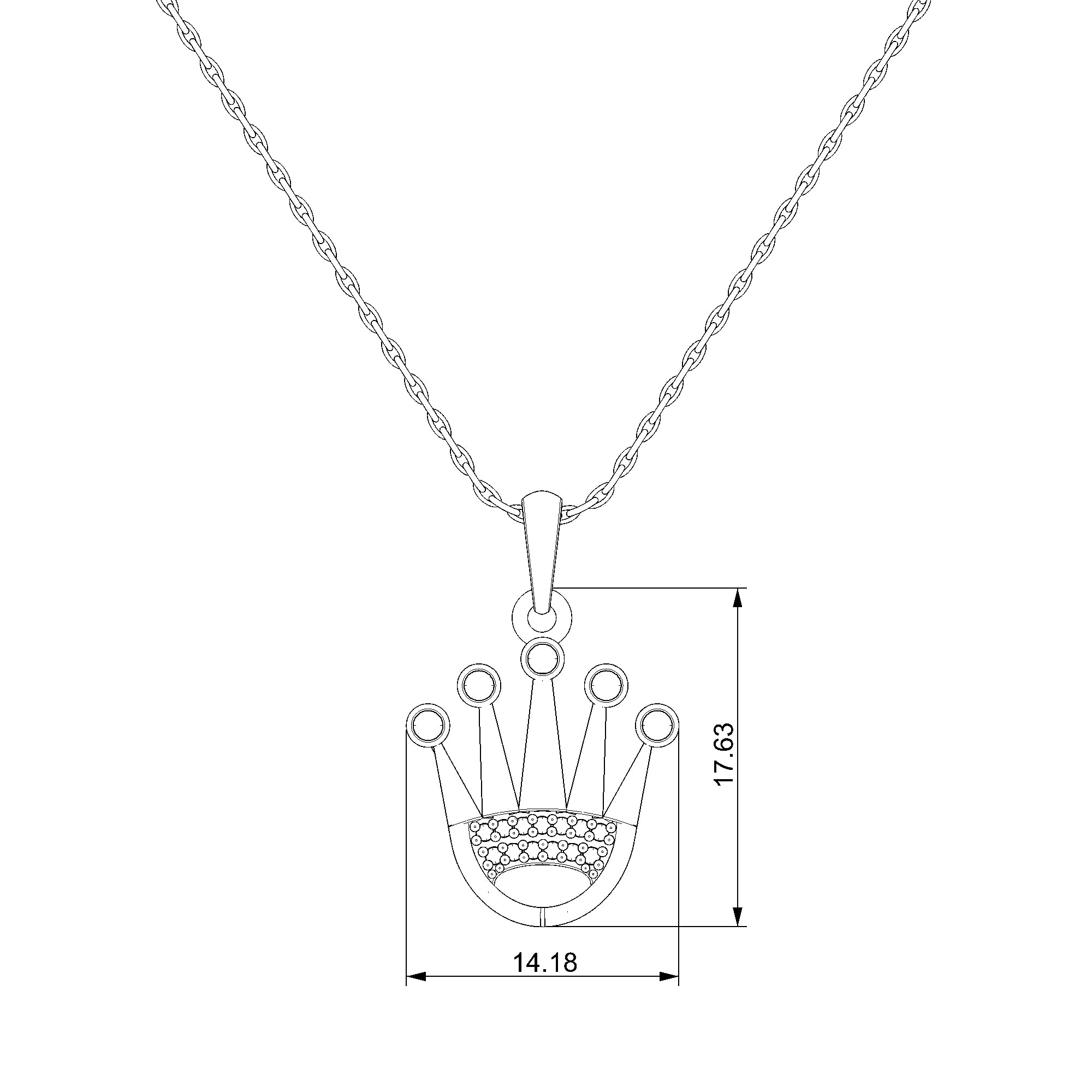 Pargold Solid Gold Regal Crown Pendant with Radiant Gemstones-Static