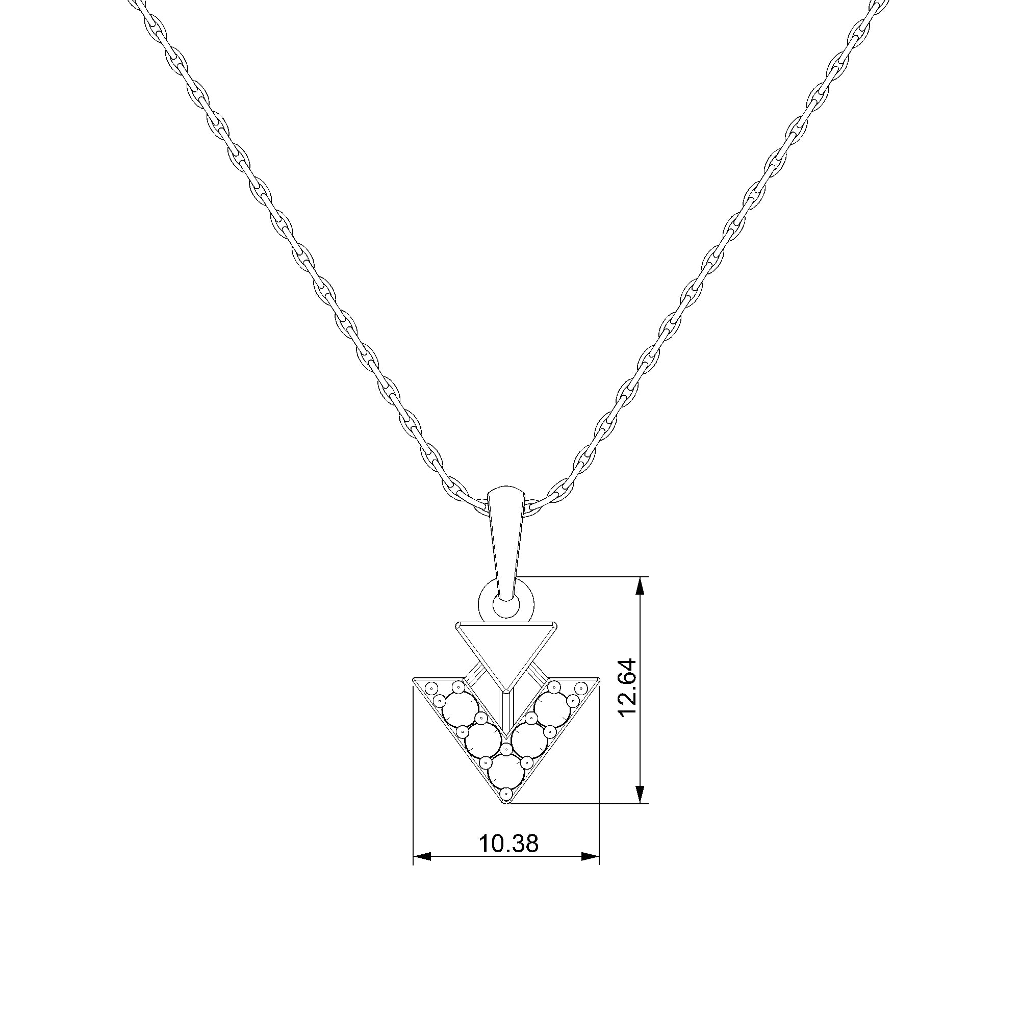Pargold Solid Gold Exquisite Triangular Radiant Gemstone Pendant-Static