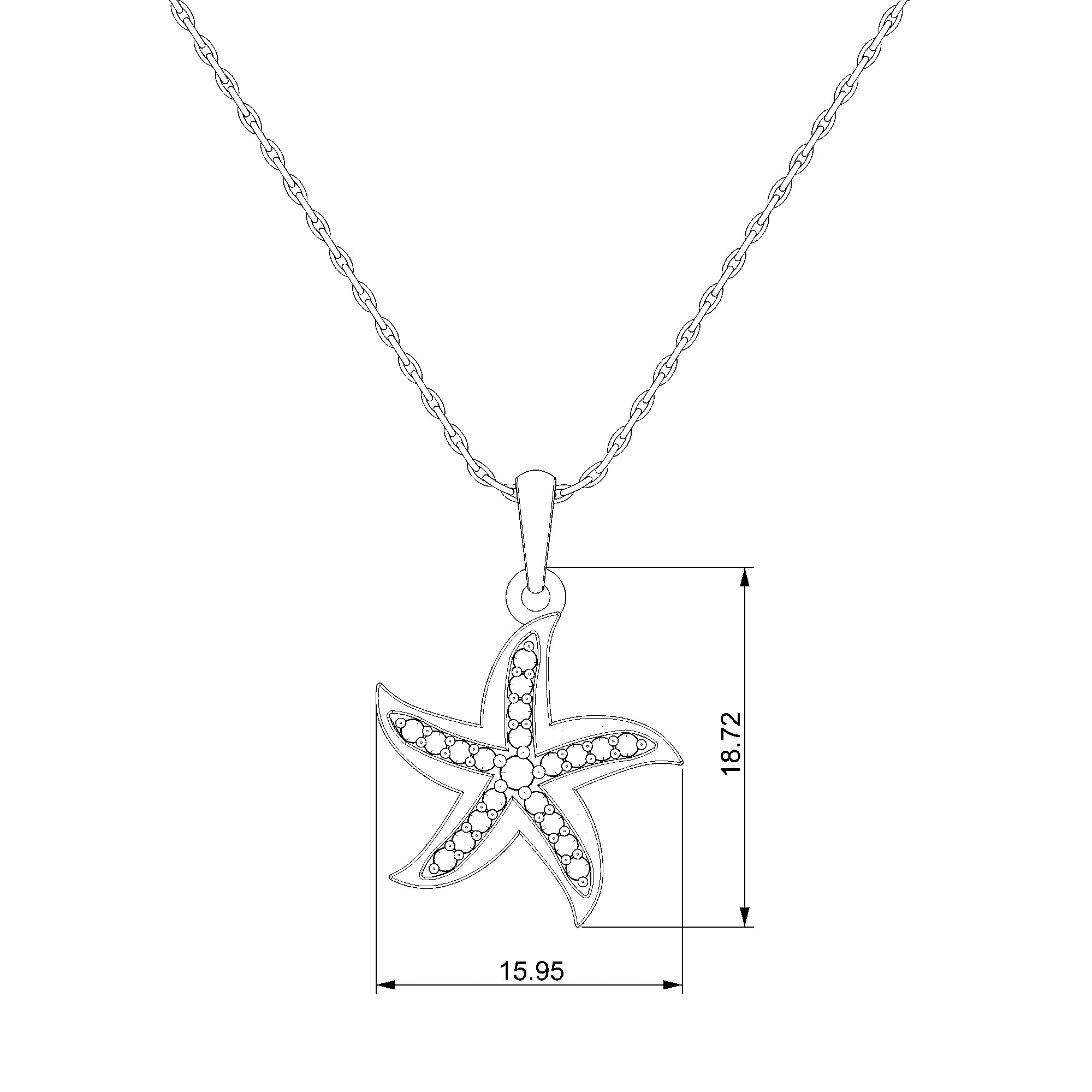 Pargold Solid Gold Starfish Elegance Pendant-Static
