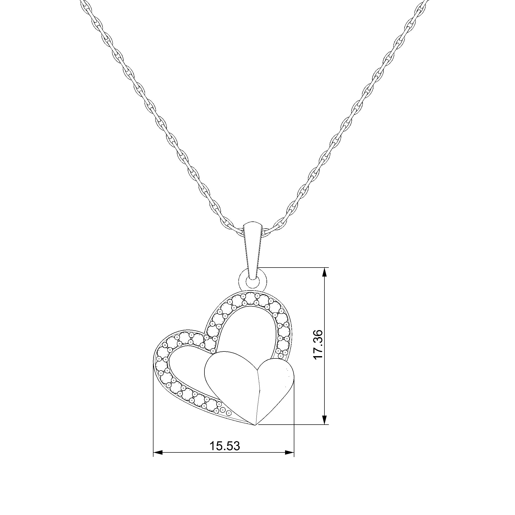 Pargold Solid Gold Timeless Heart-Shaped Radiant Gemstone Pendant-Static