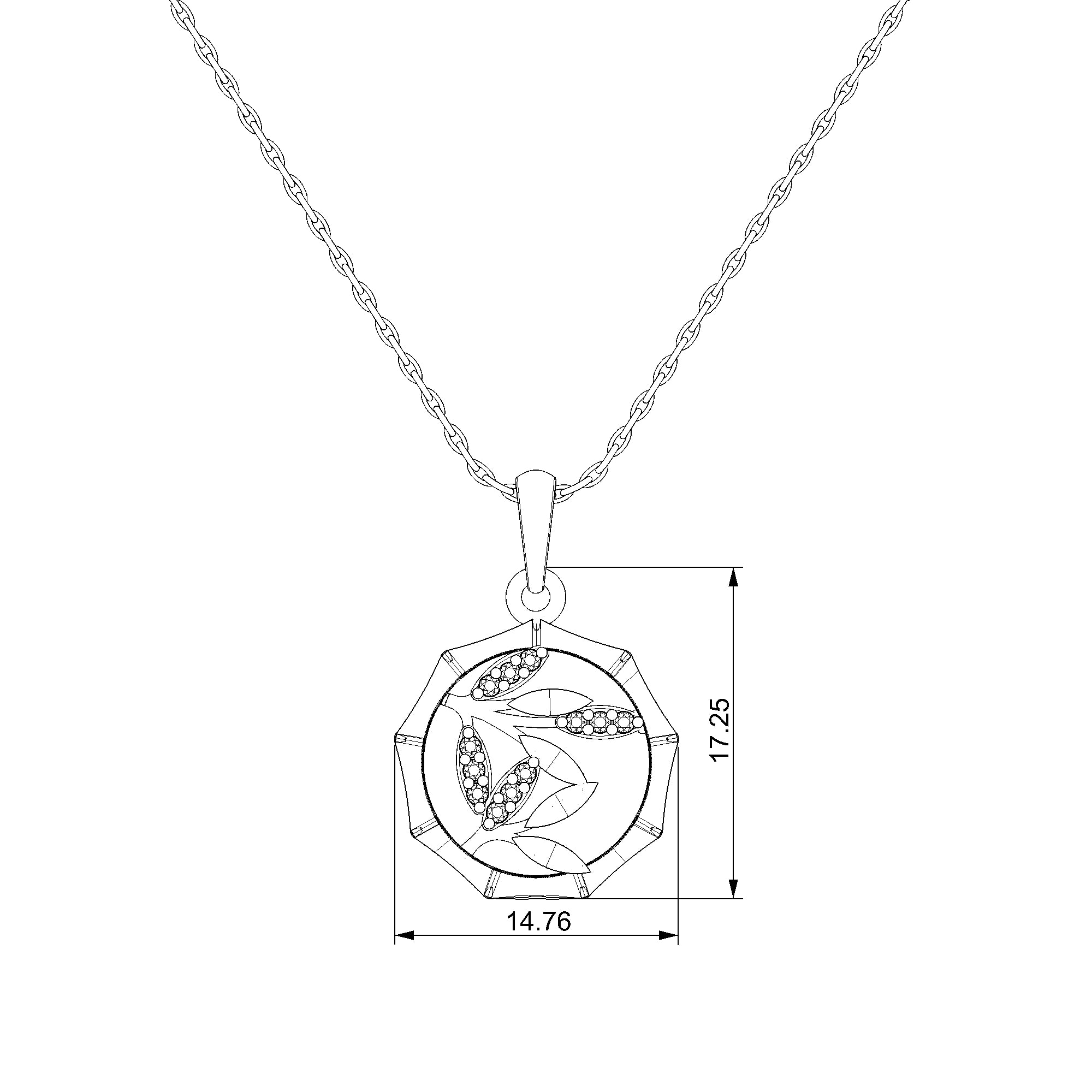 Pargold Solid Gold Elegantly Adorned Floral Radiance Pendant-Static