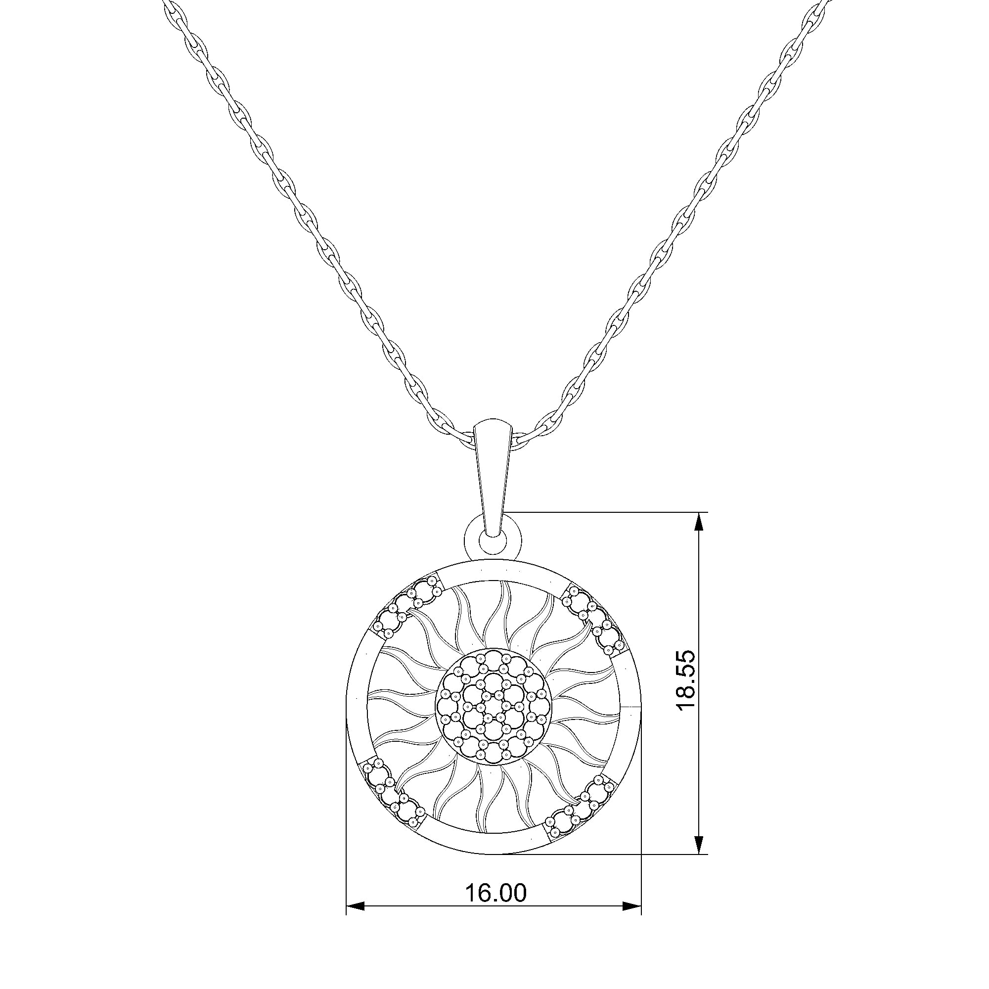 Pargold Solid Gold Celestial Radiance Sun Pendant-Static