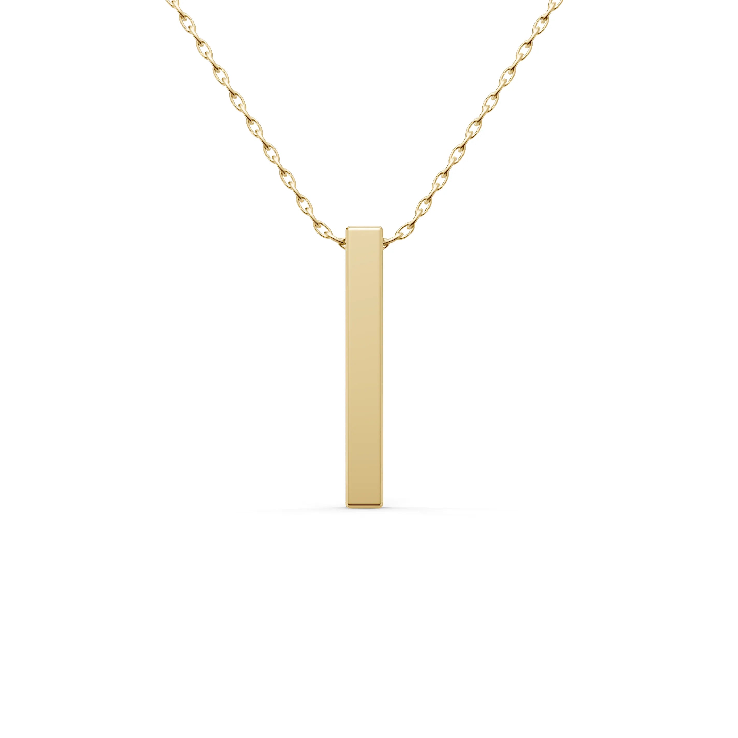 Pargold Solid Gold Timeless Elegance Vertical Bar Necklace -Gold_Static_Gold