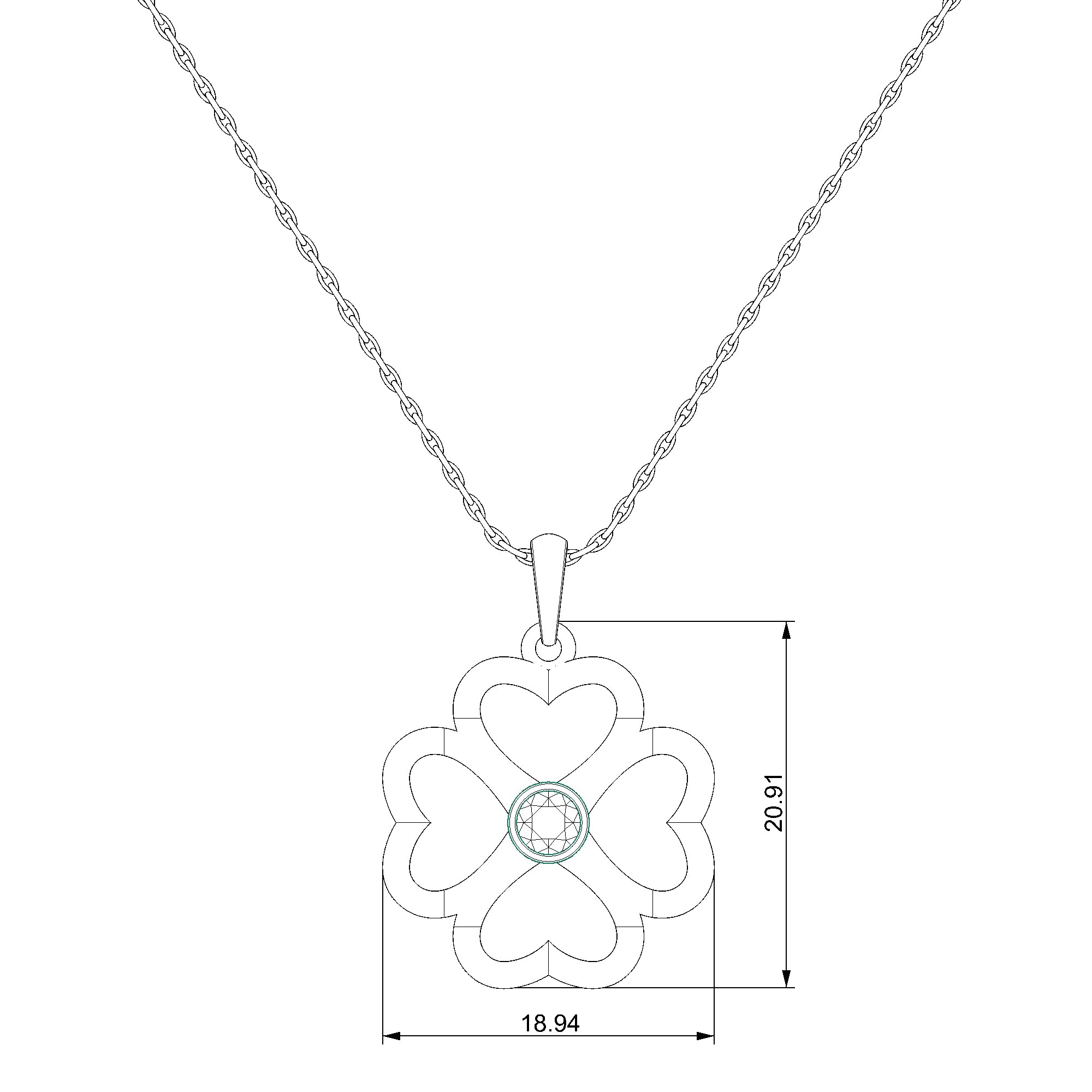 Pargold Solid Gold Lucky Heart Clover Pendant-Static