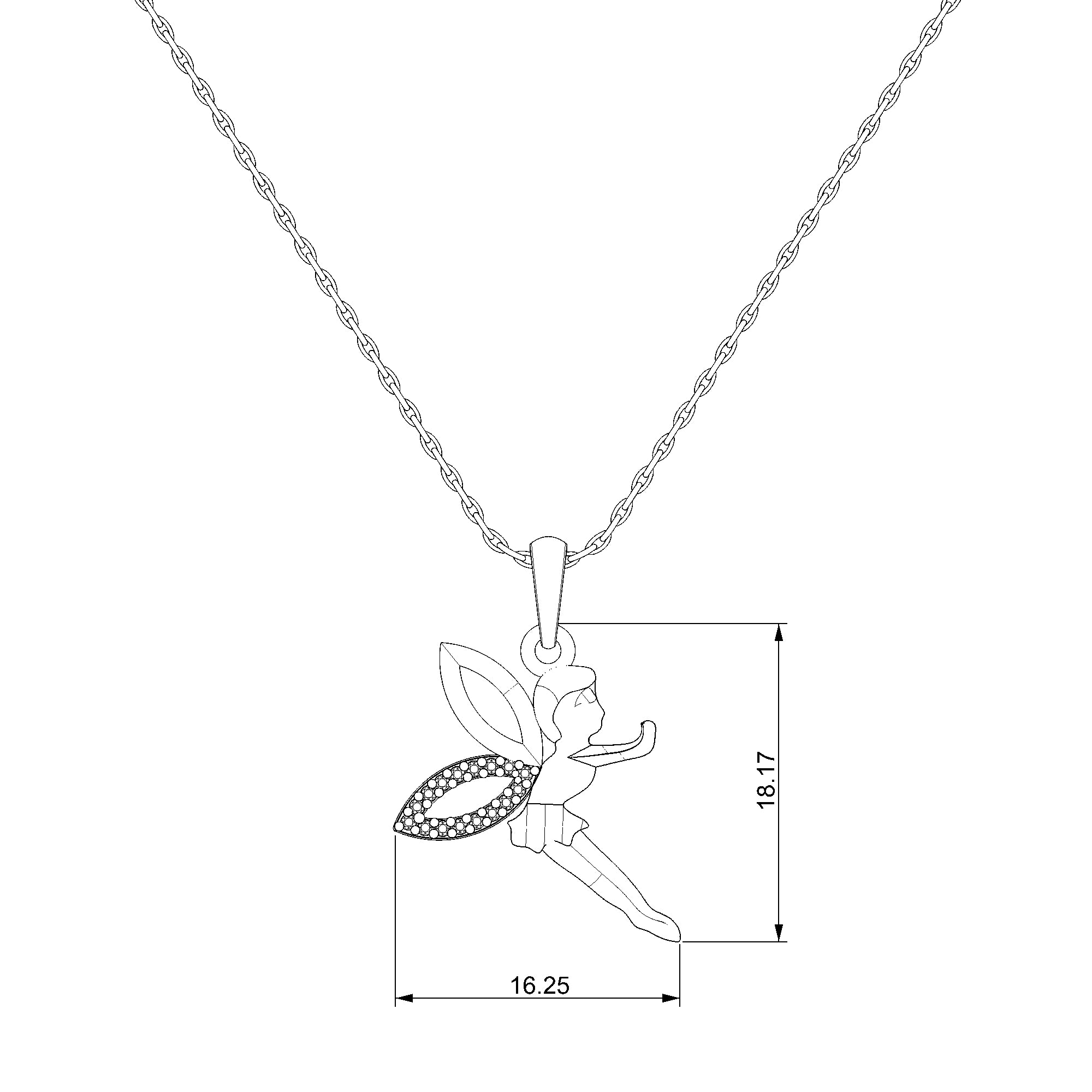 Pargold Solid Gold Seraphic Grace Fairy Pendant-Static