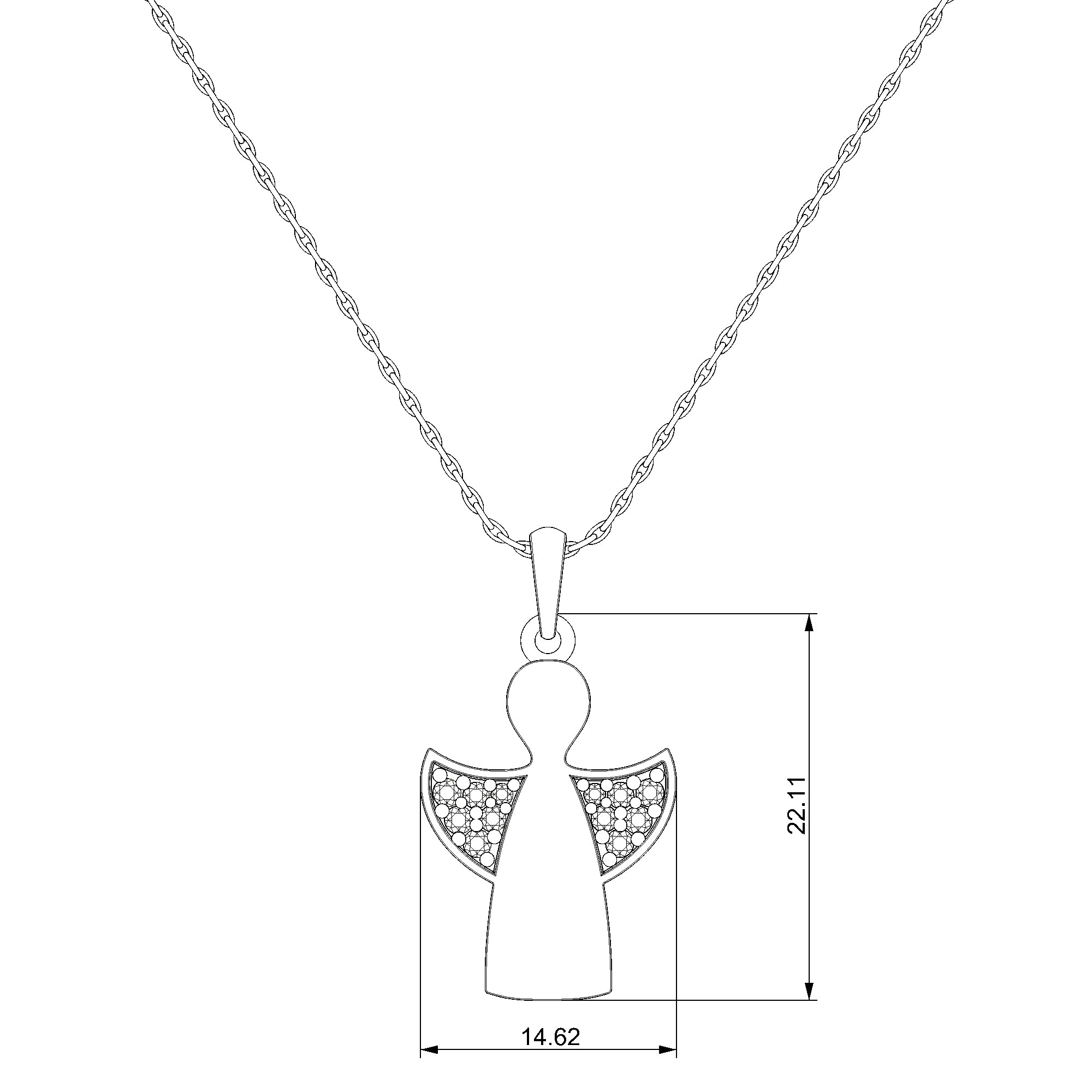 Pargold Solid Gold Divine Radiance Angel Pendant-Static