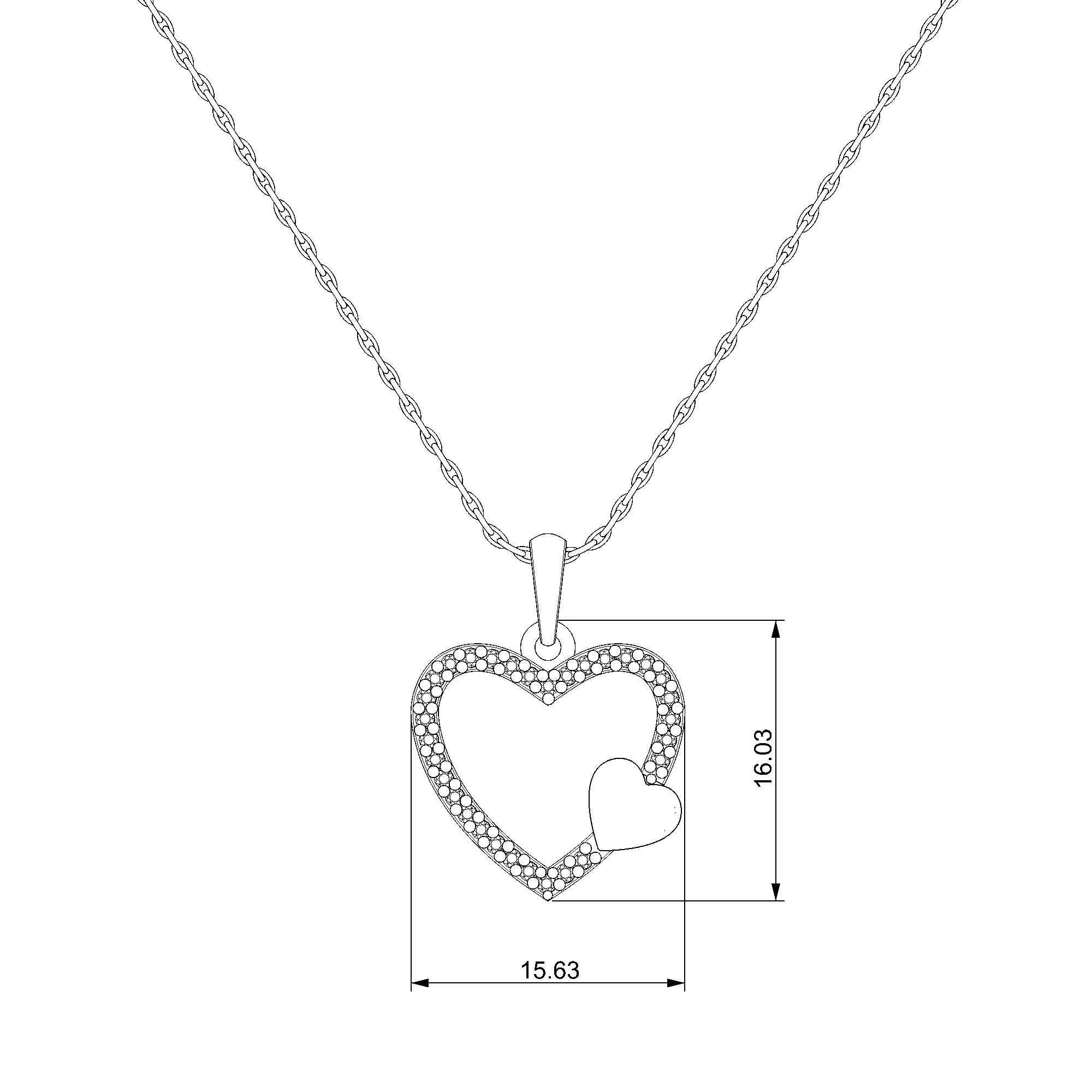 Pargold Solid Gold Glittering Affection Heart Pendant-Static