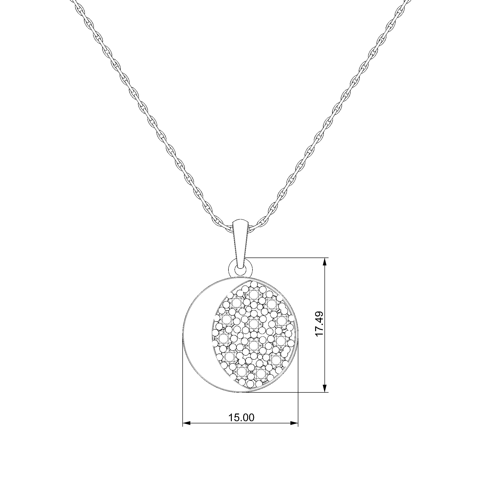 Pargold Solid Gold Crescent Eclipse Pendant Necklace-Static