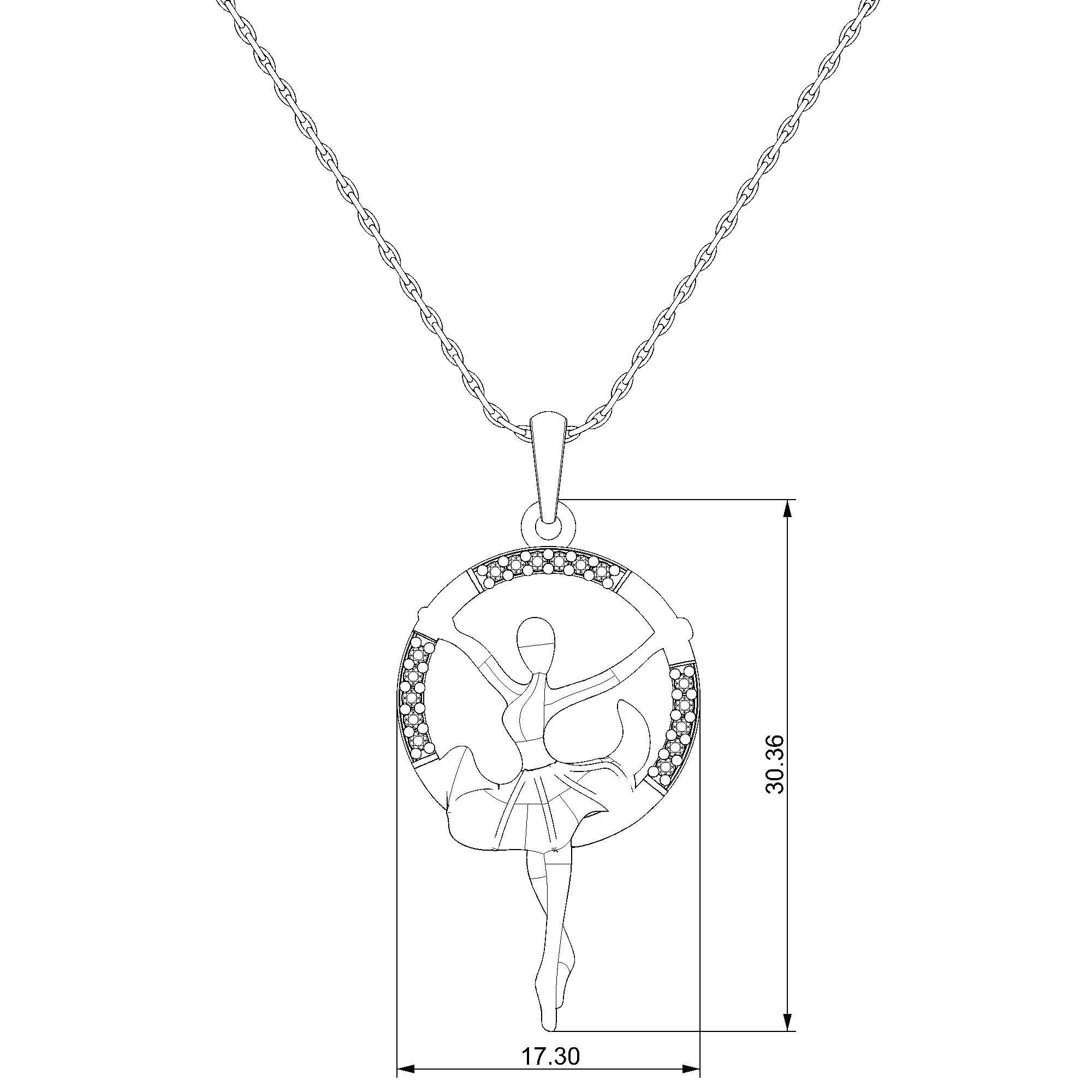 Pargold Solid Gold Elegant Pirouette Ballerina Pendant-Static