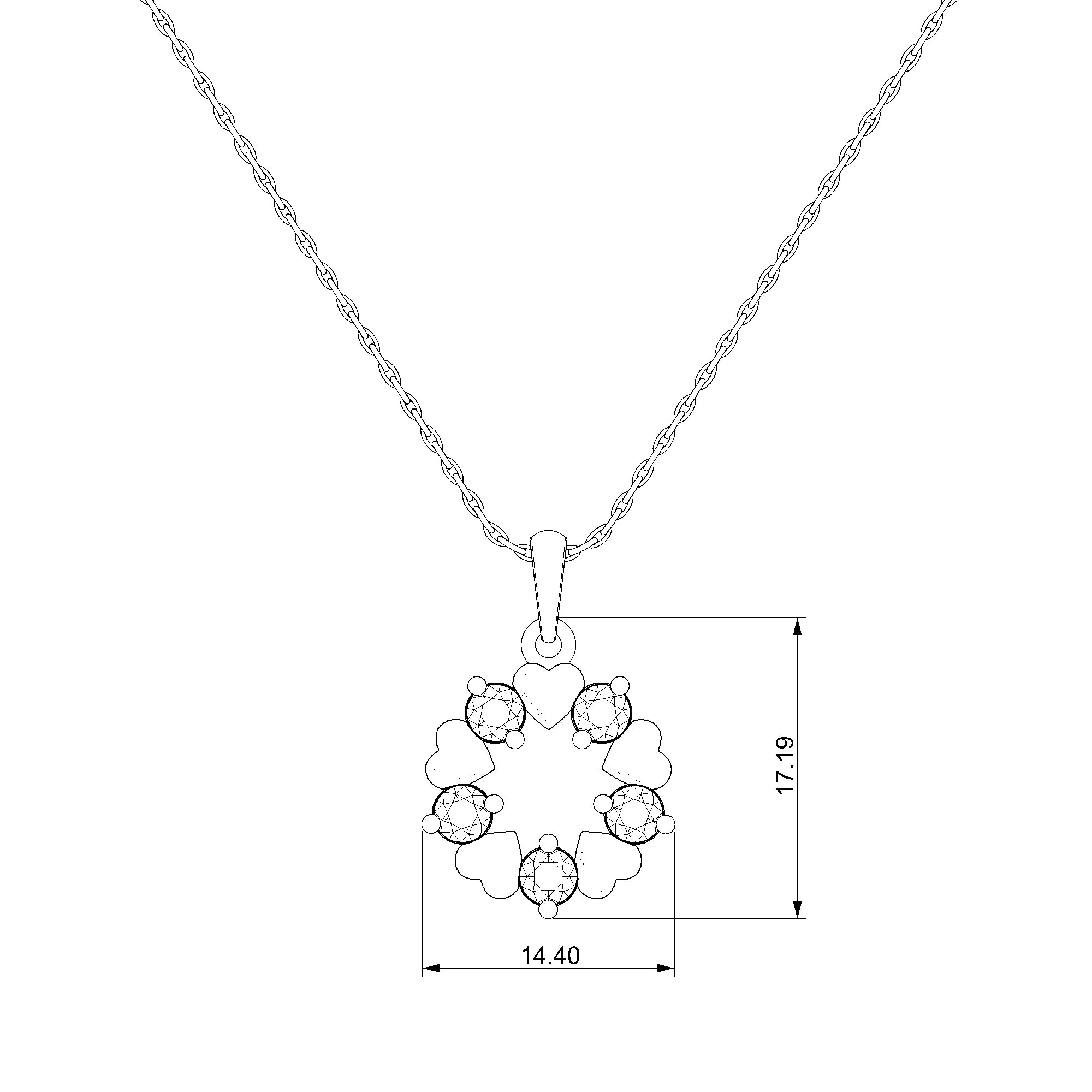 Pargold Solid Gold Drop Wreath Heart Pendant-Static