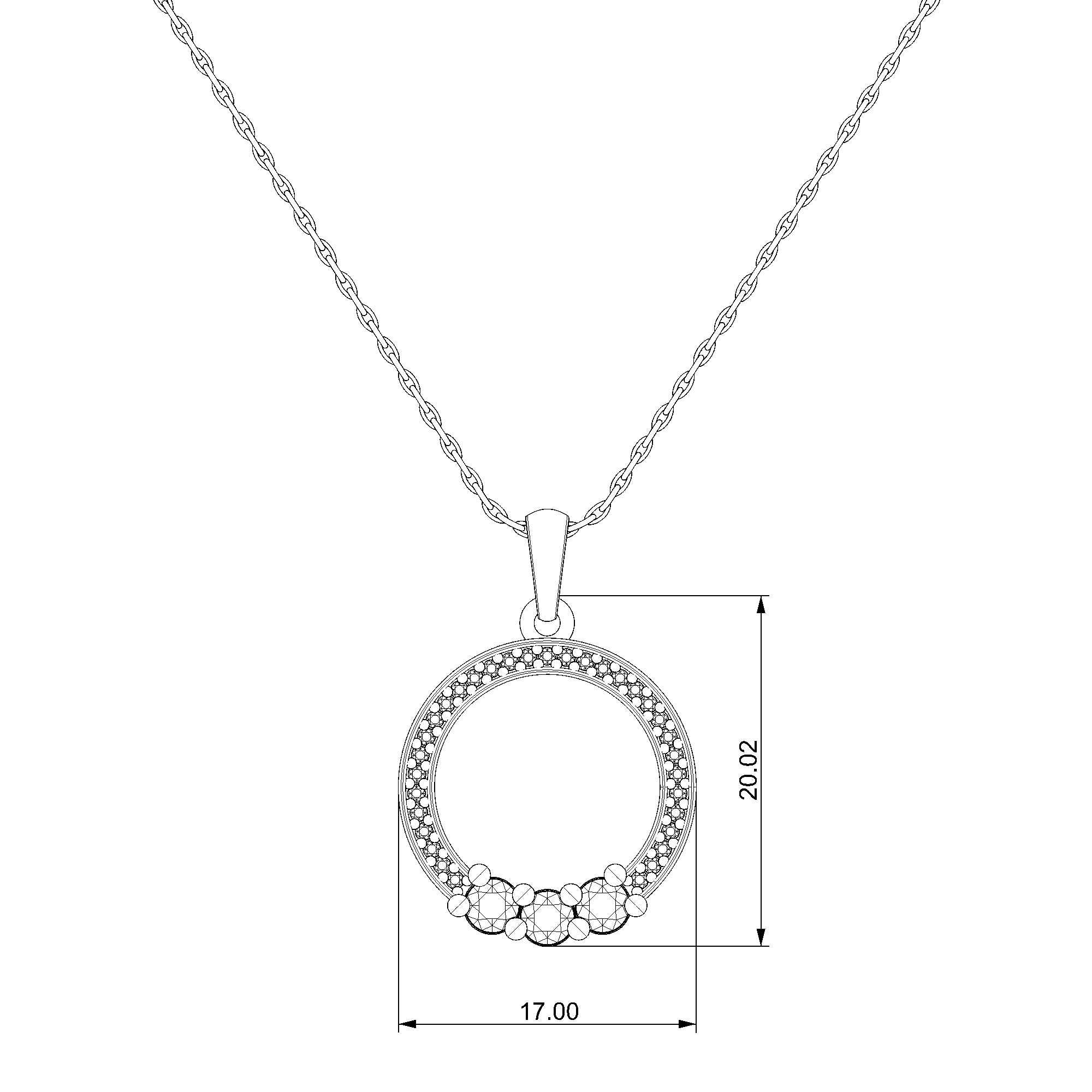 Pargold Solid Gold Luminous Halo Cluster Pendant Necklace-Static